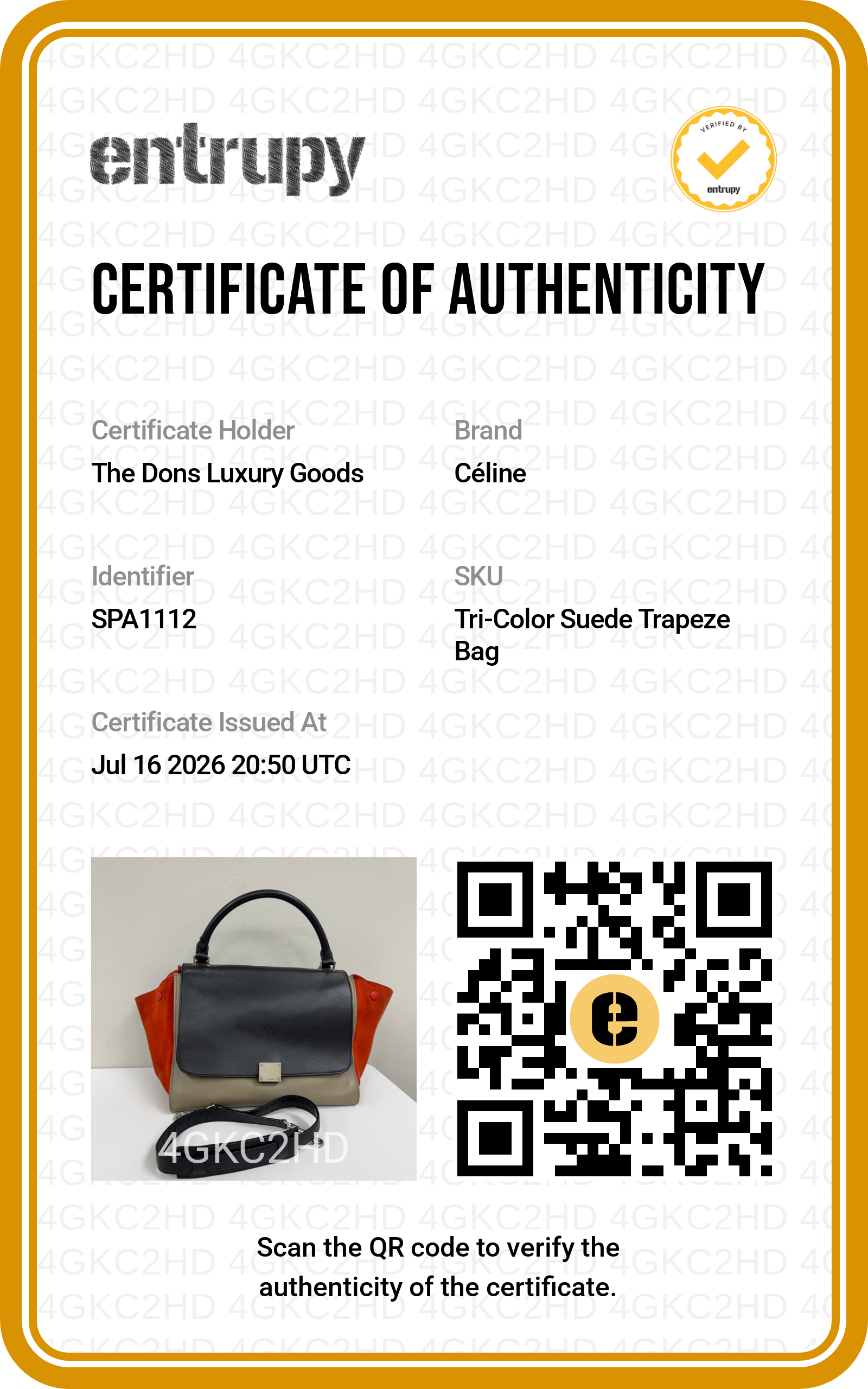 Entrupy certificate