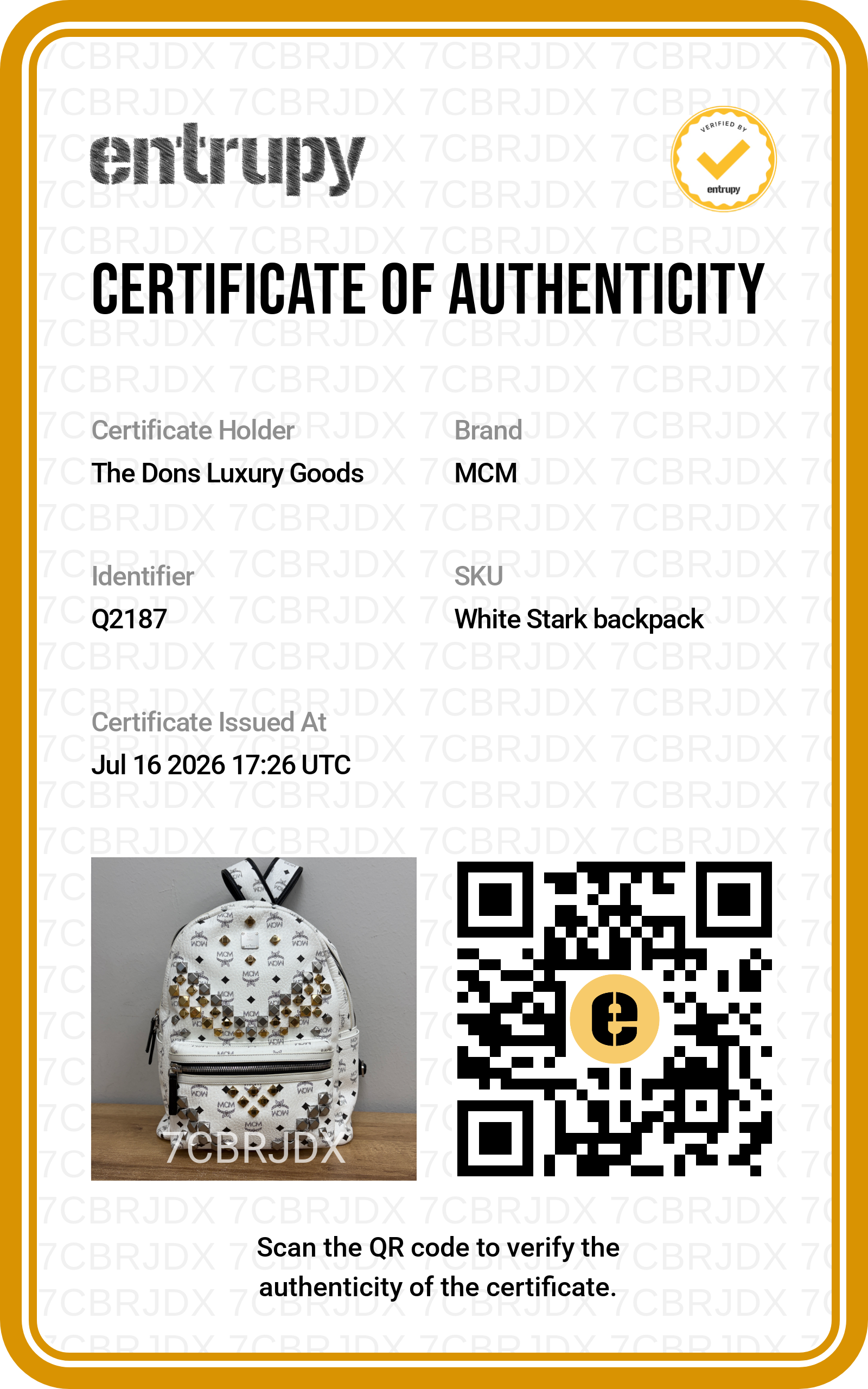 Entrupy certificate
