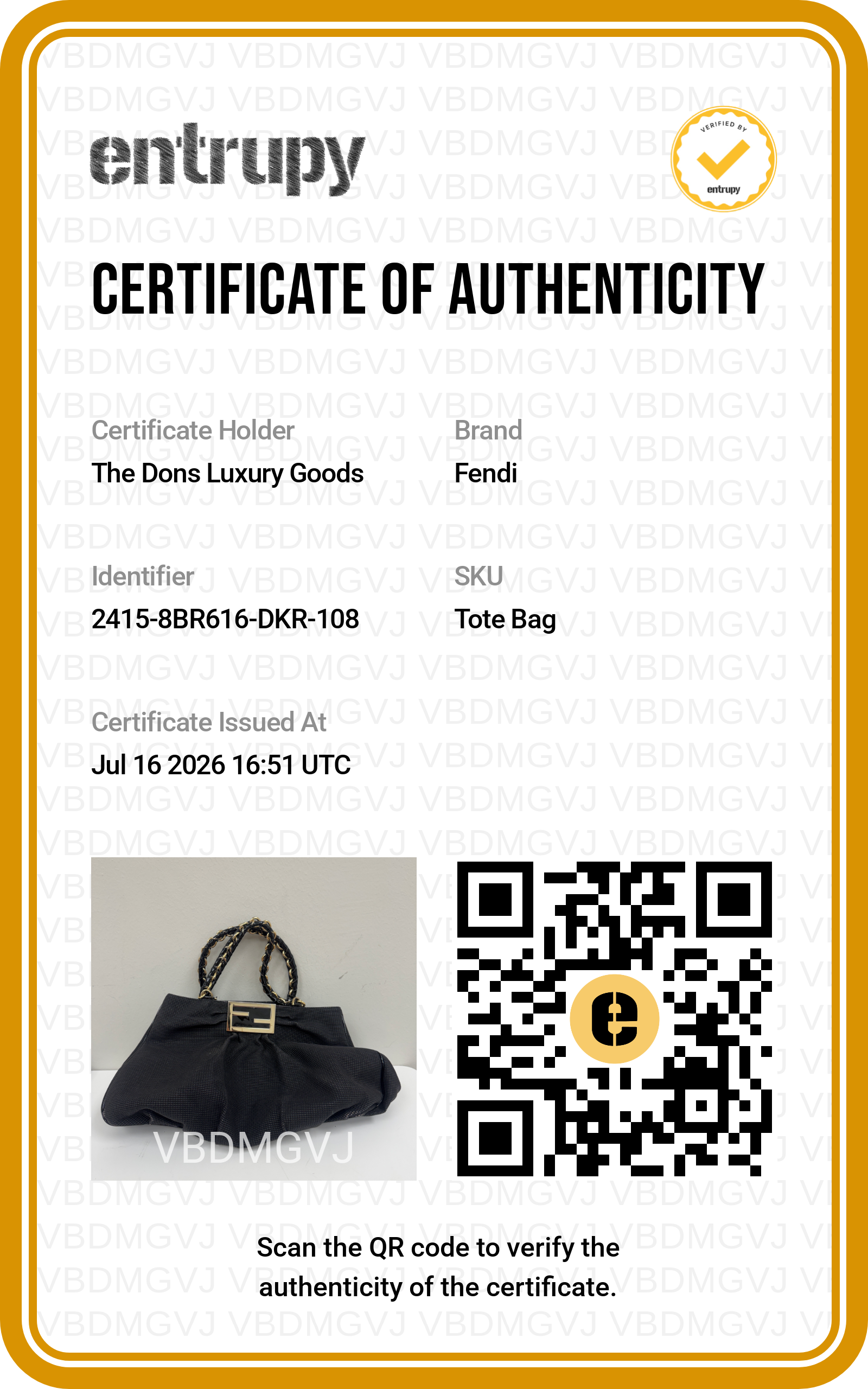 Entrupy certificate