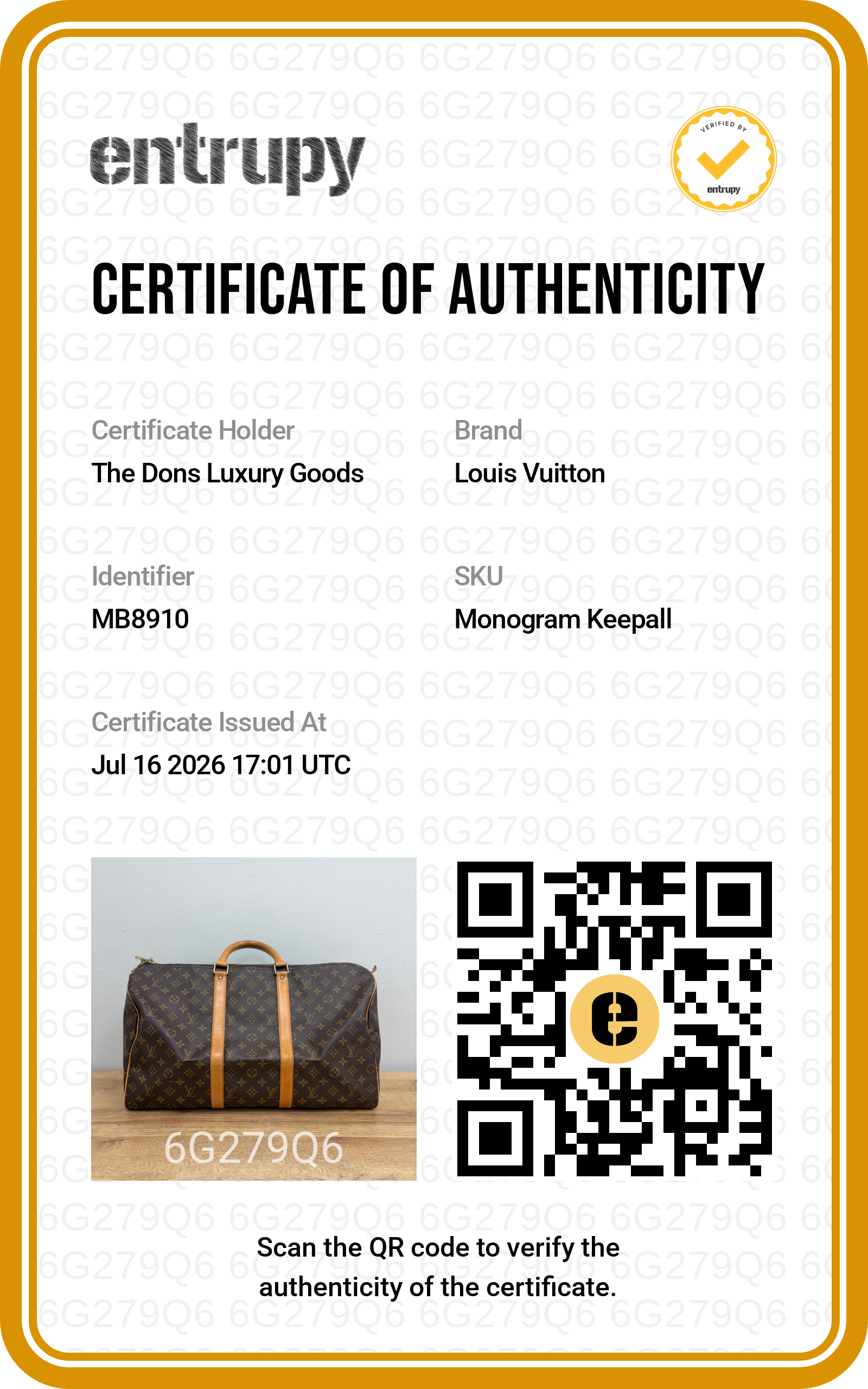 Entrupy certificate
