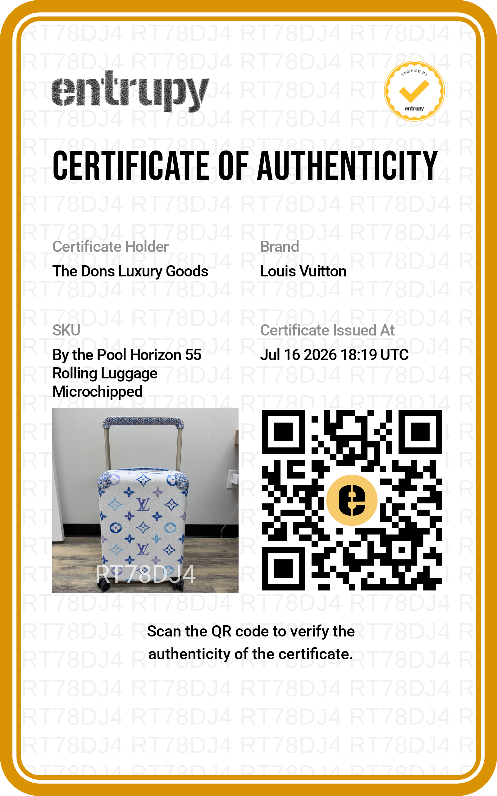 Entrupy certificate
