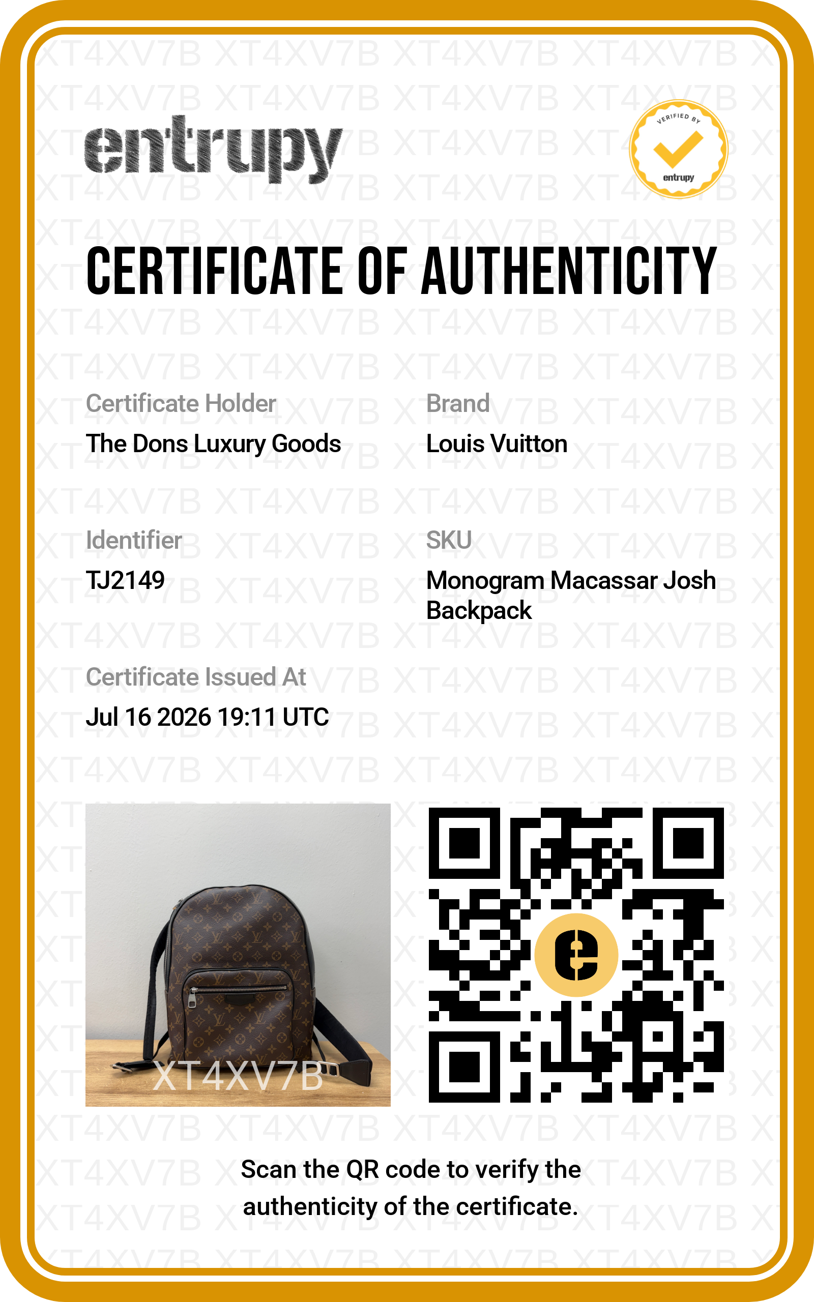 Entrupy certificate