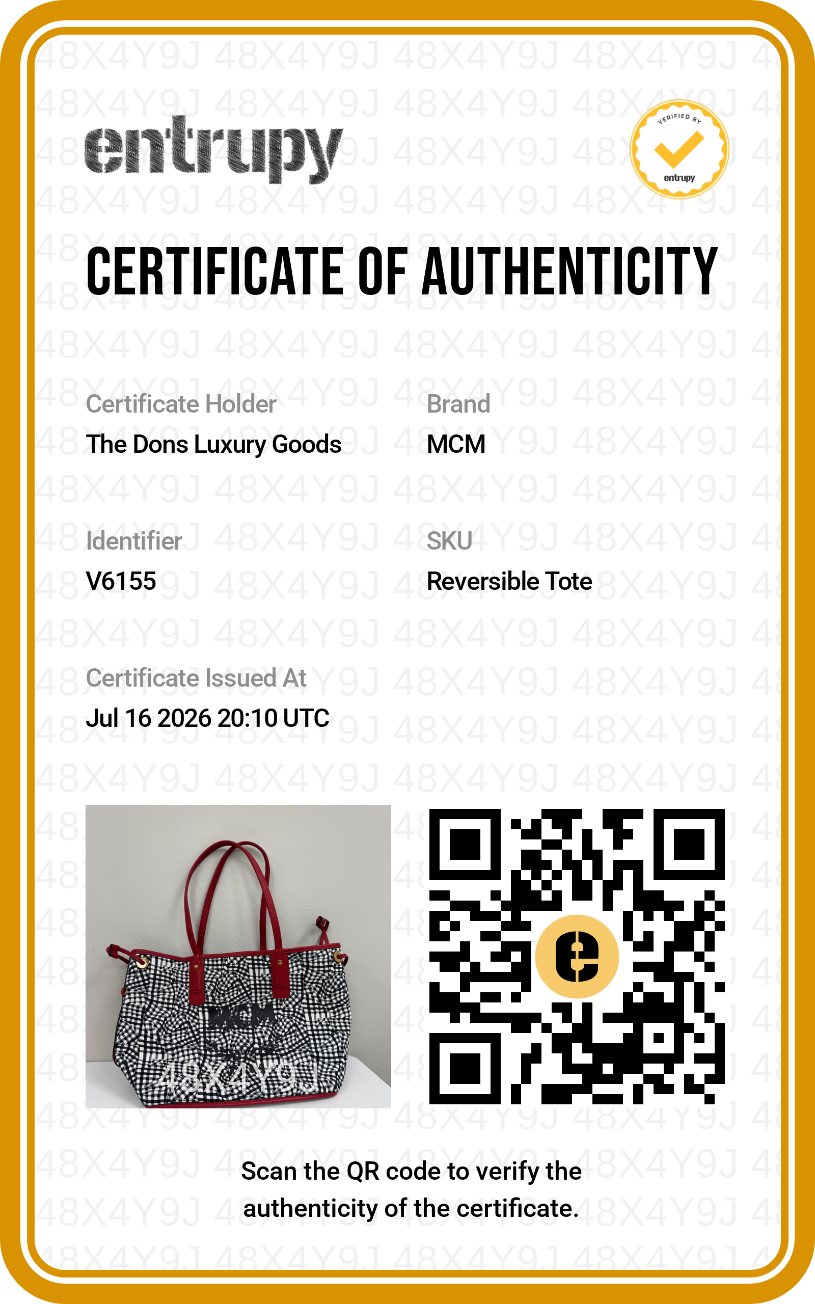 Entrupy certificate