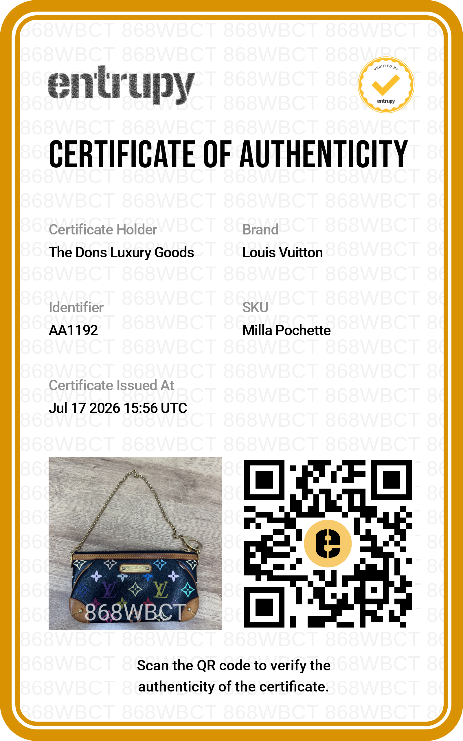 Entrupy certificate