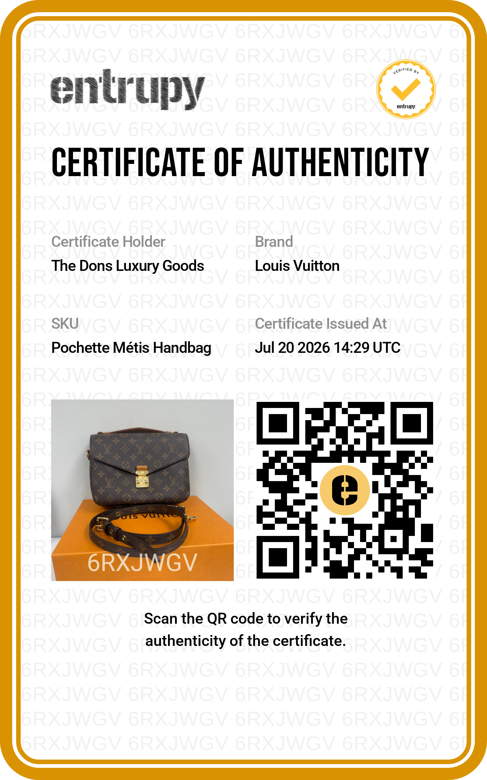 Entrupy certificate