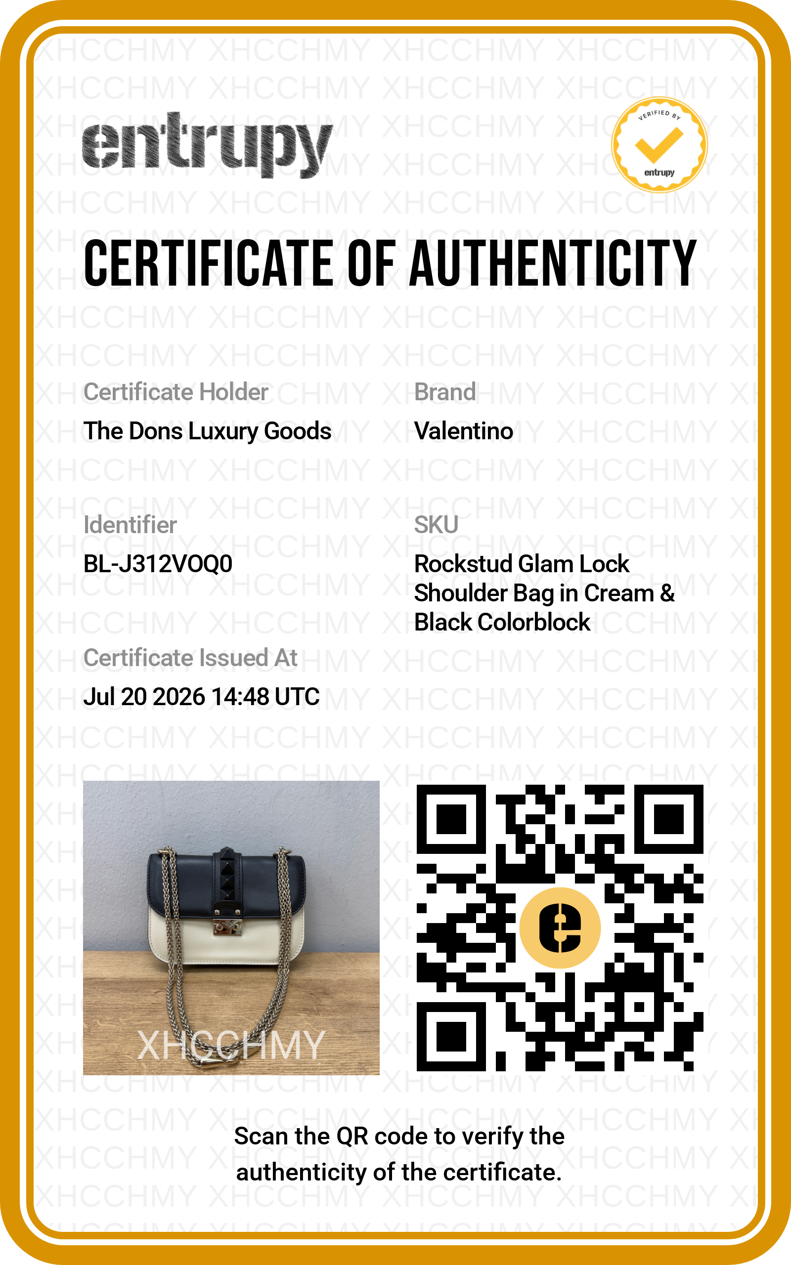 Entrupy certificate