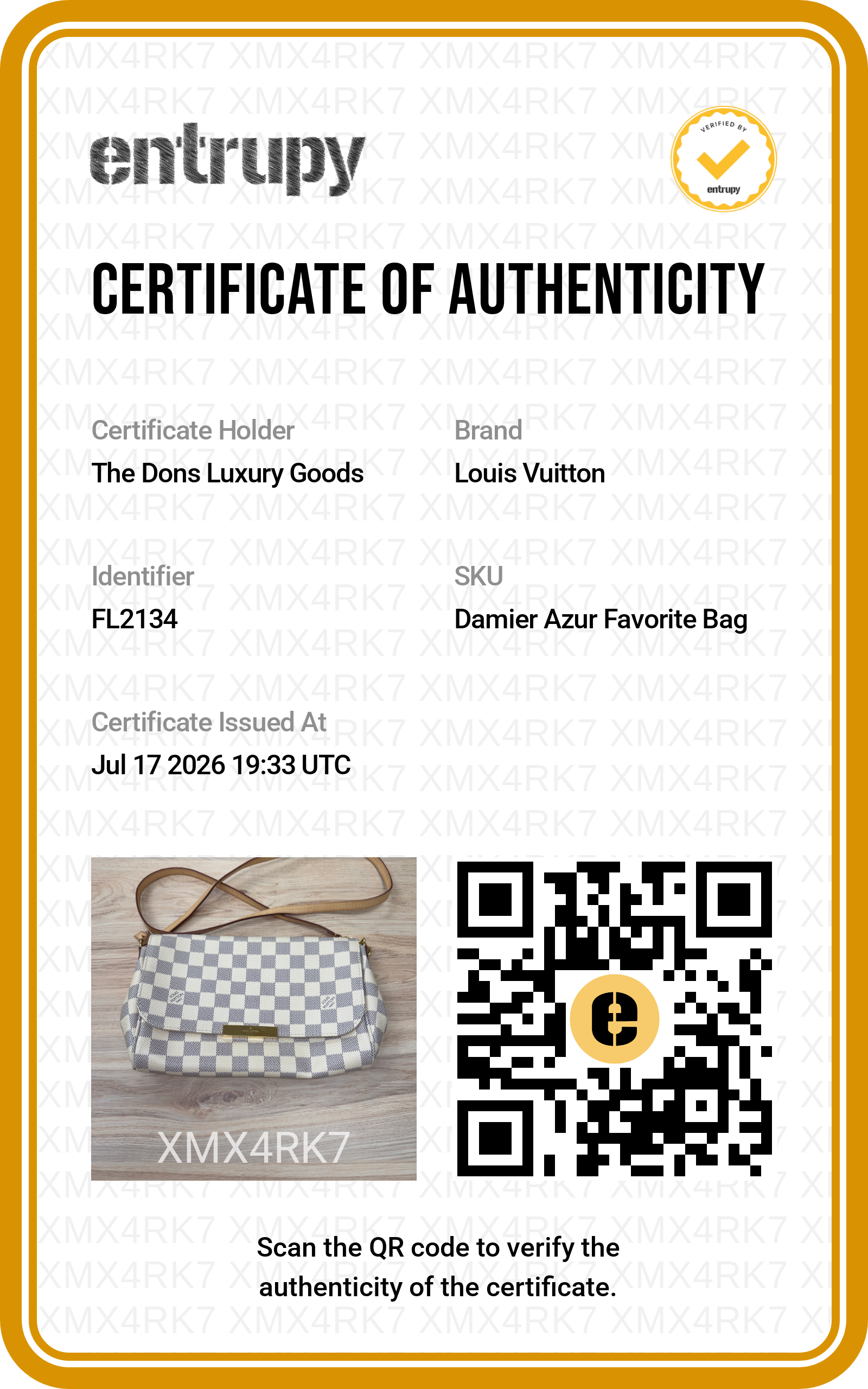 Entrupy certificate