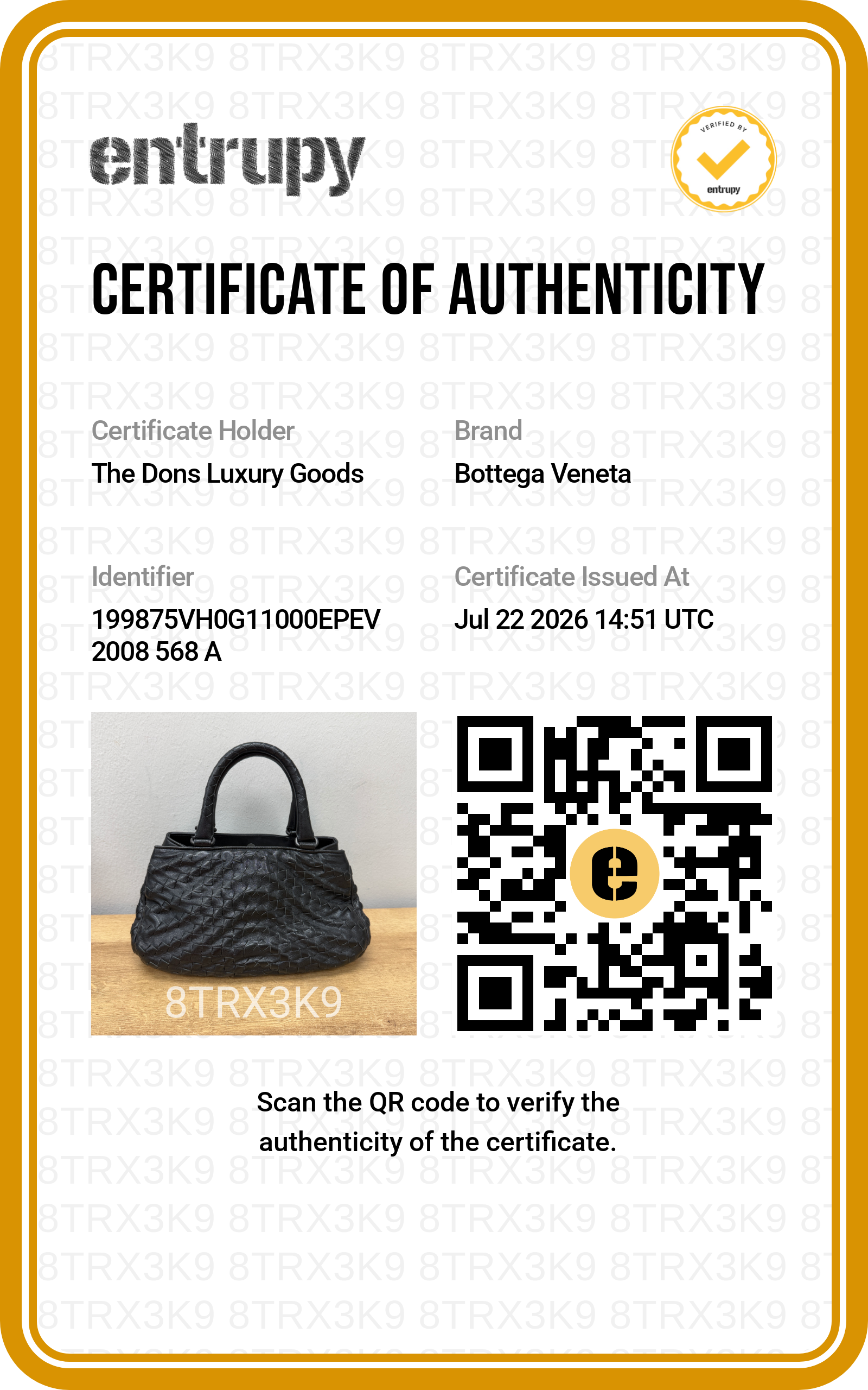 Entrupy certificate