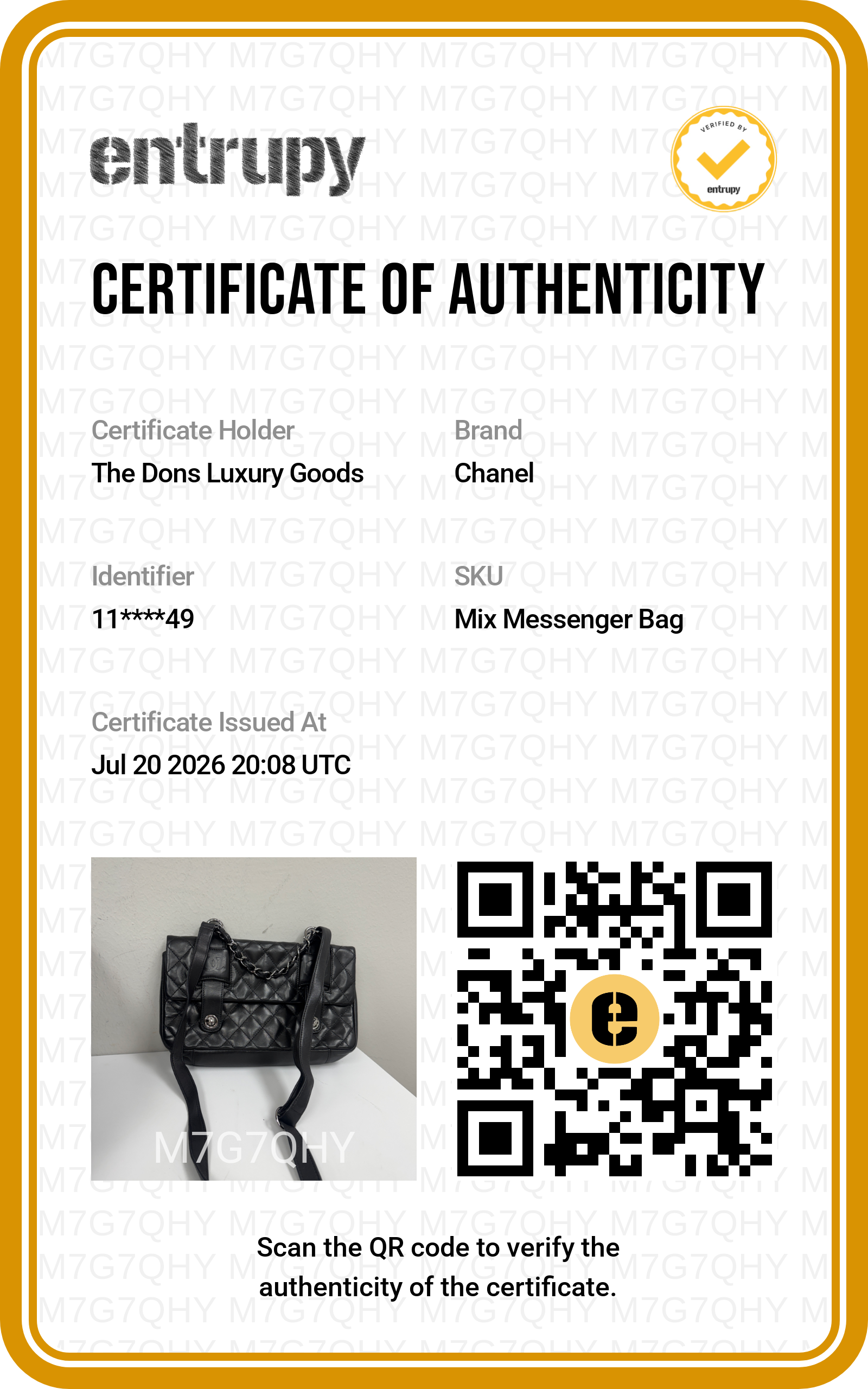 Entrupy certificate