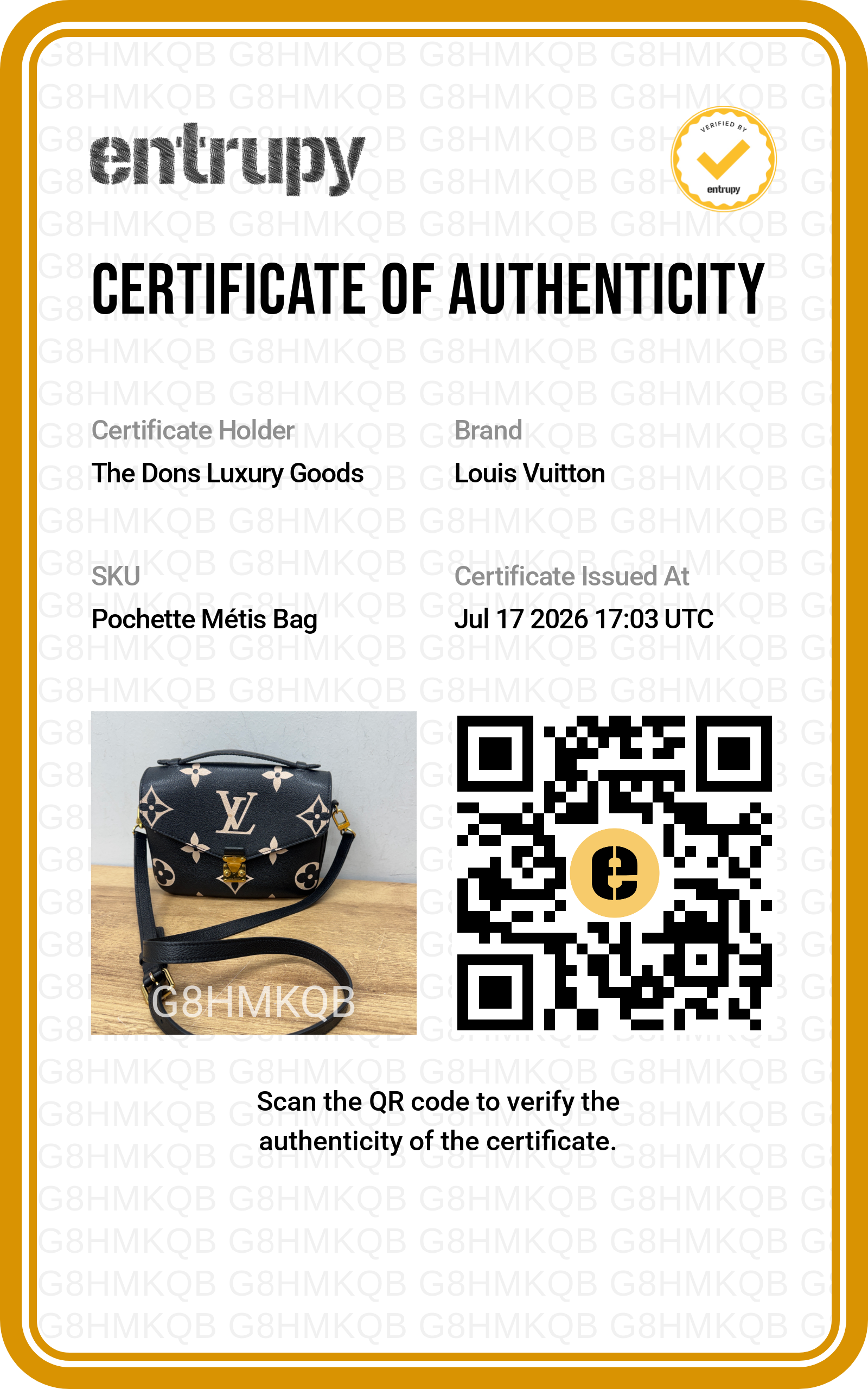 Entrupy certificate