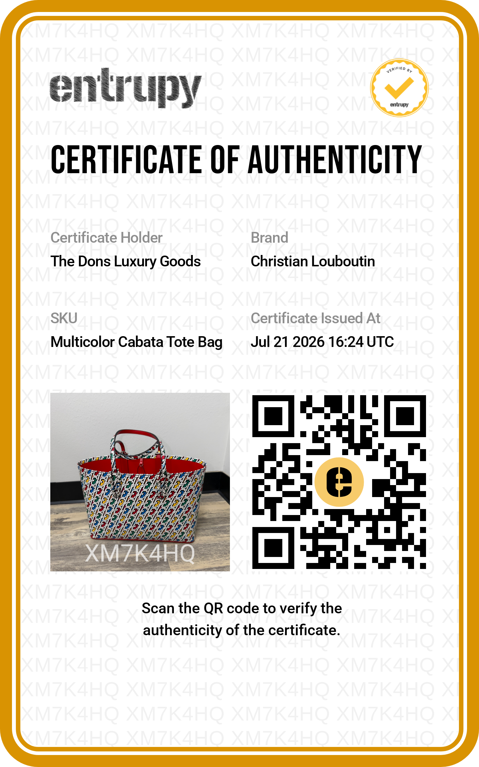 Entrupy certificate