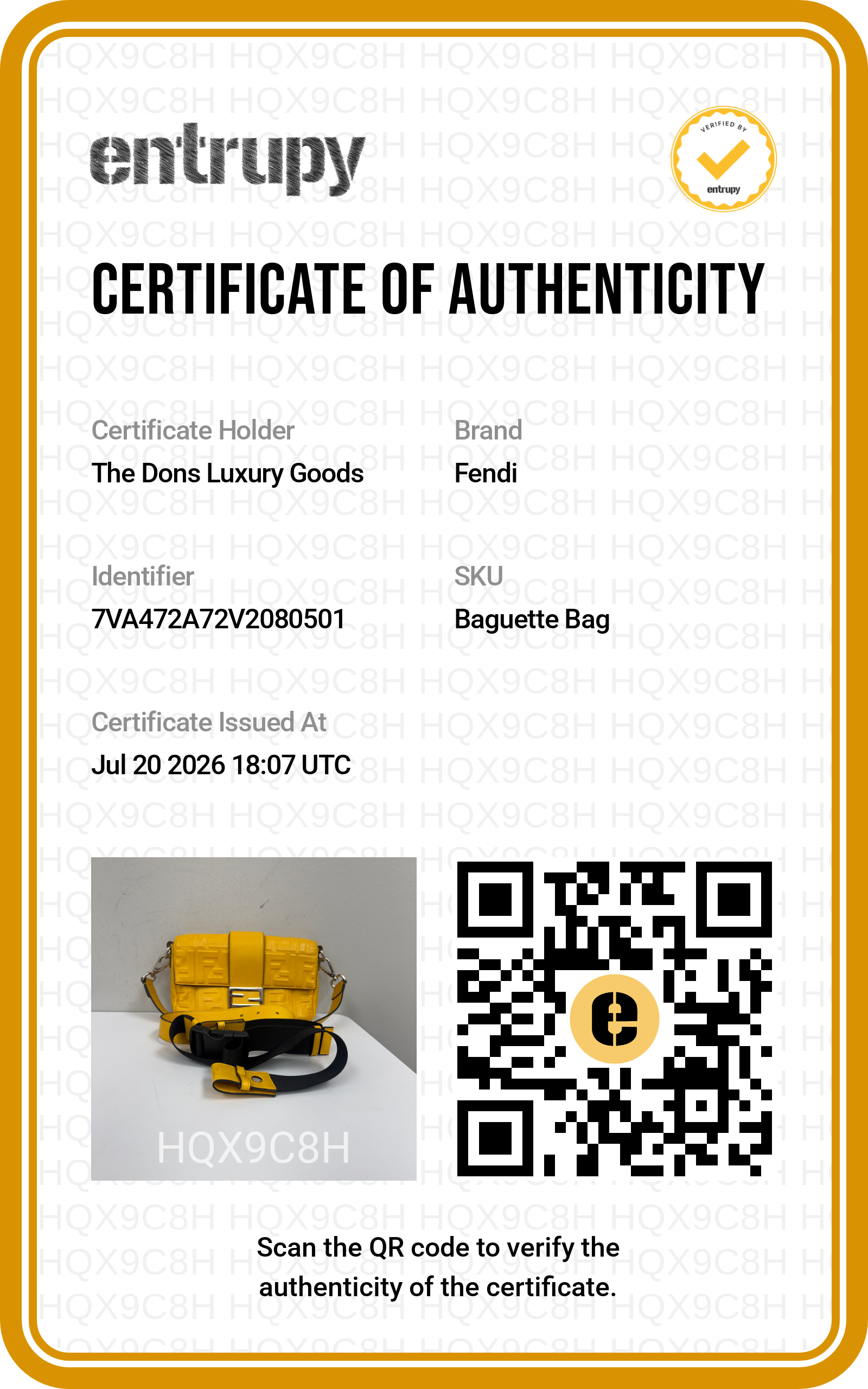 Entrupy certificate
