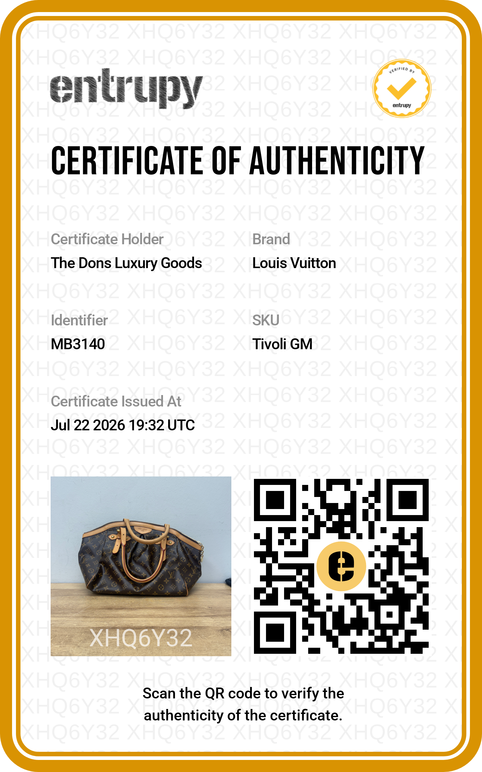 Entrupy certificate