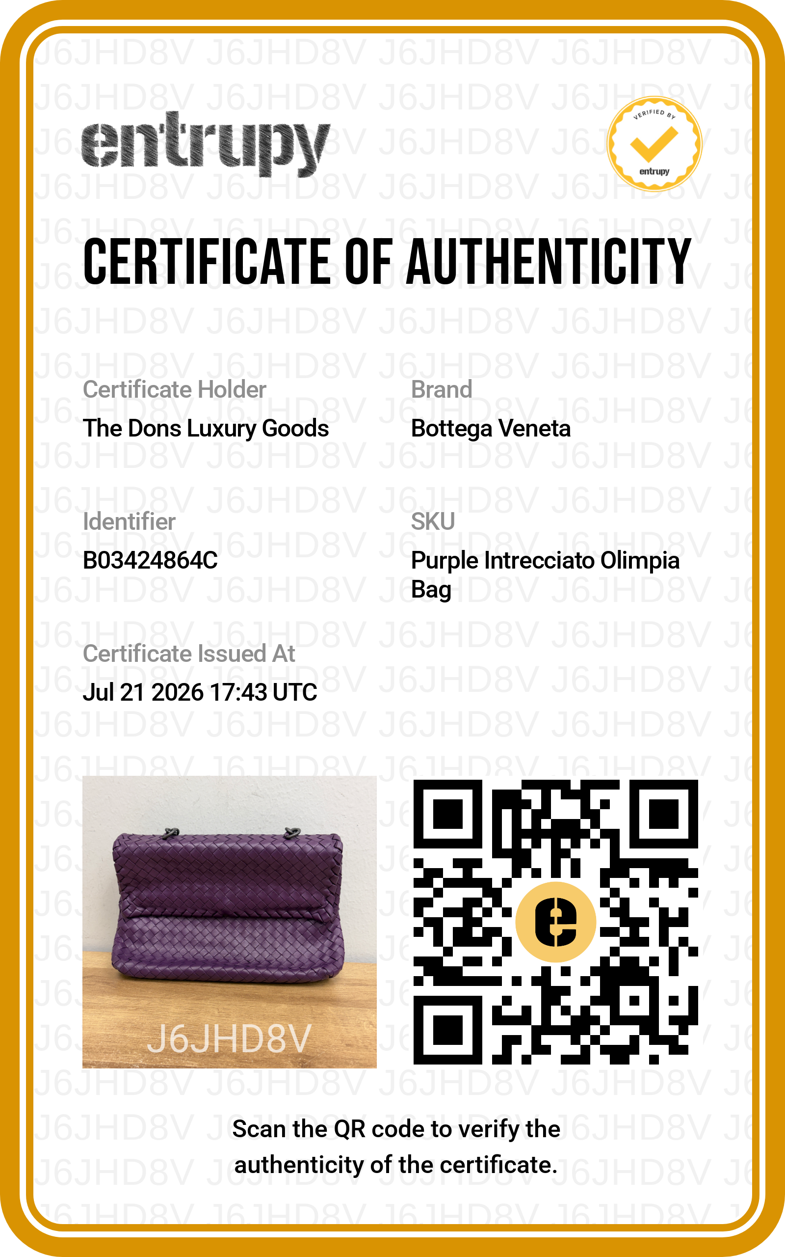 Entrupy certificate