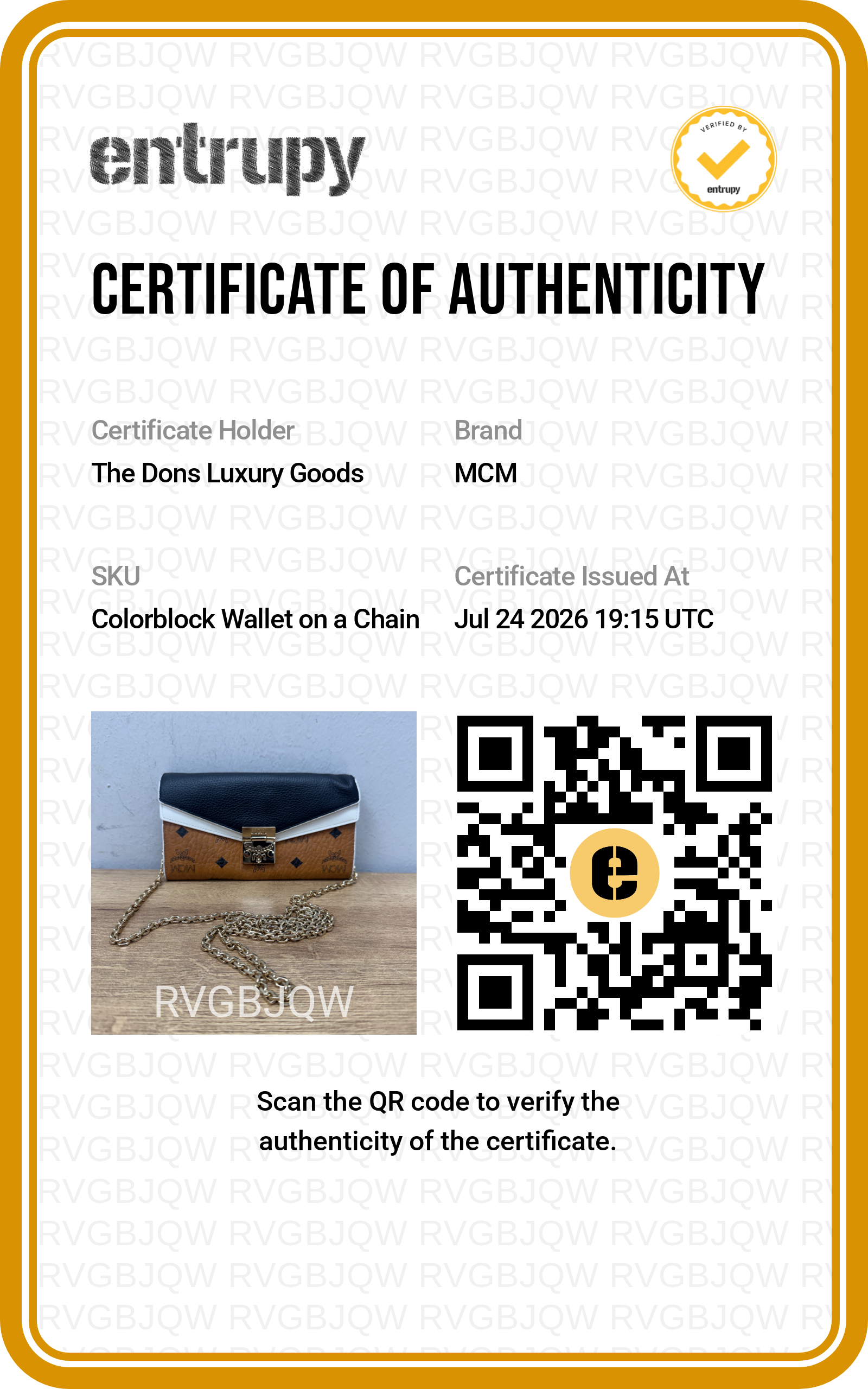 Entrupy certificate