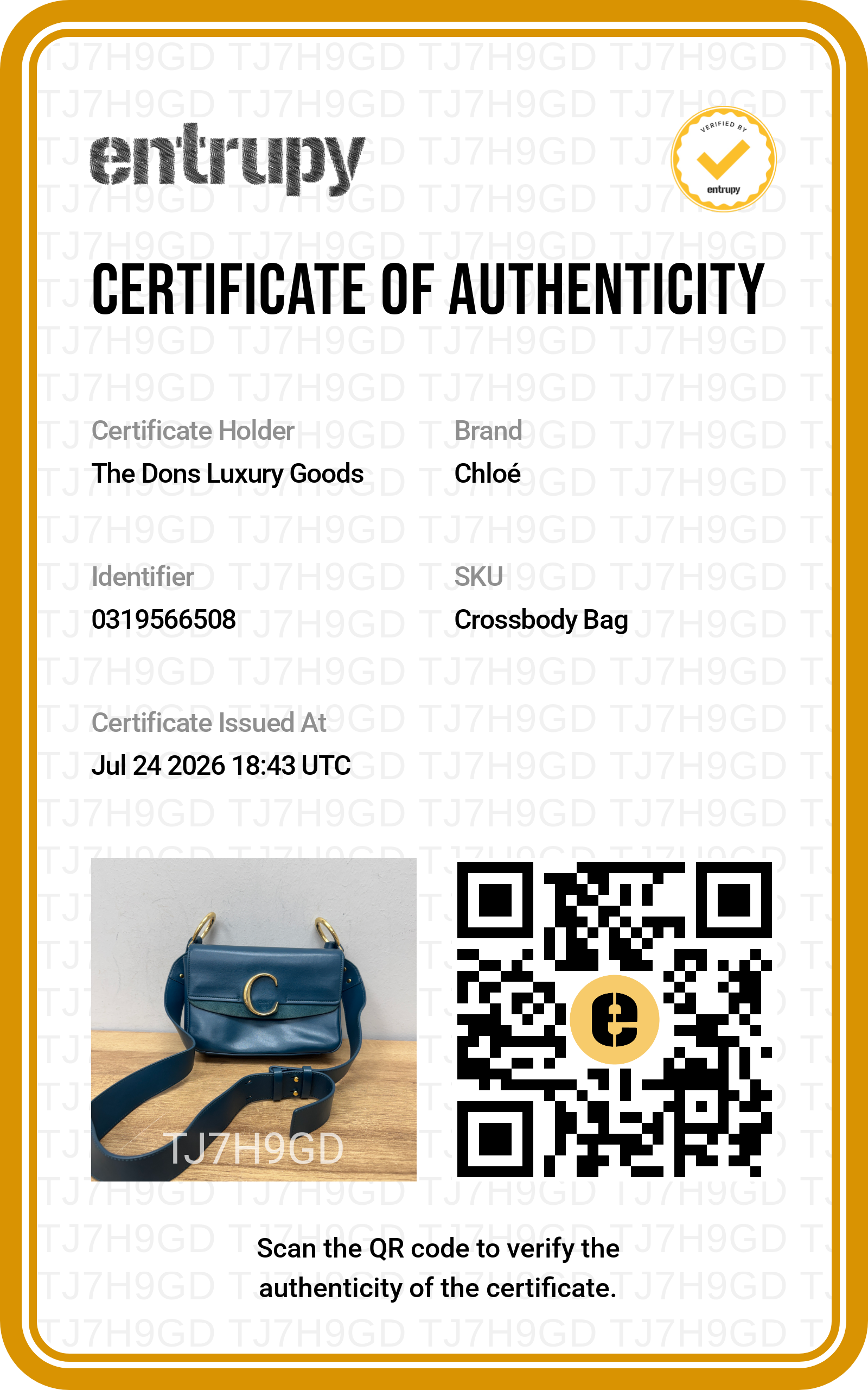 Entrupy certificate