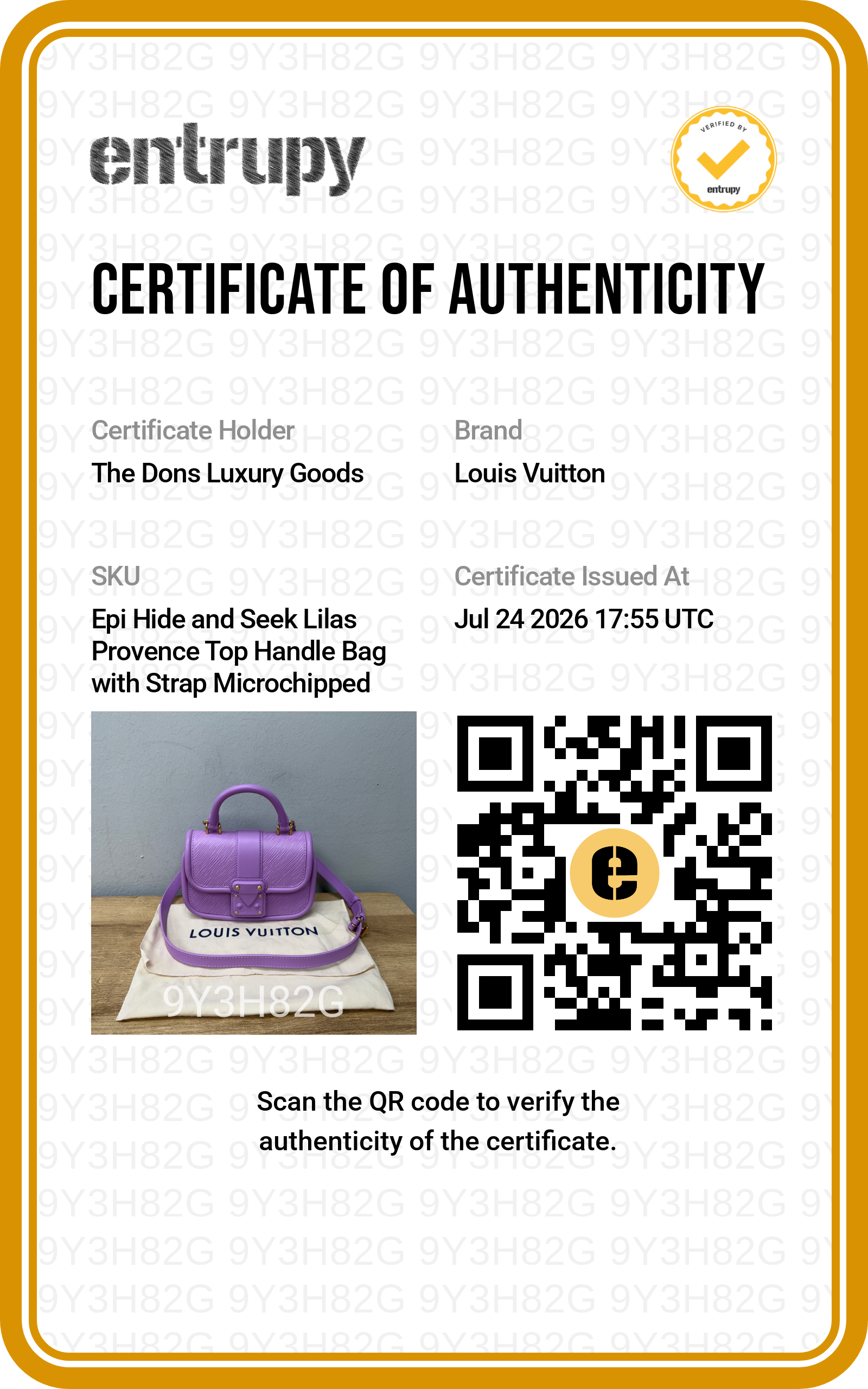 Entrupy certificate
