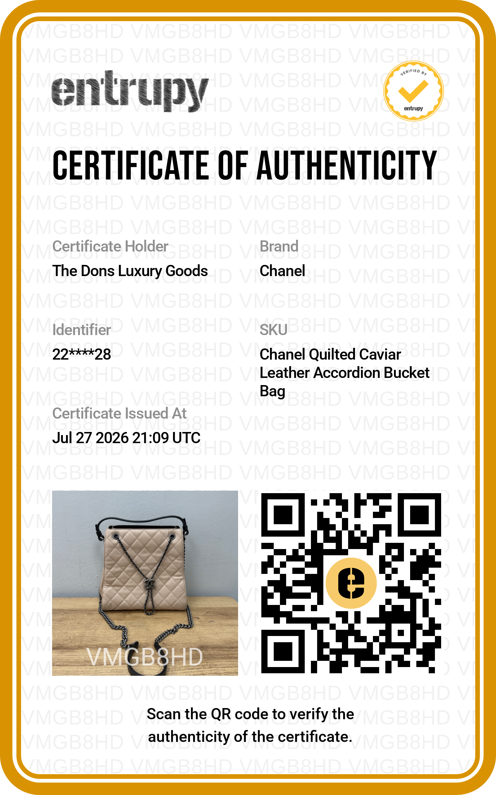 Entrupy certificate