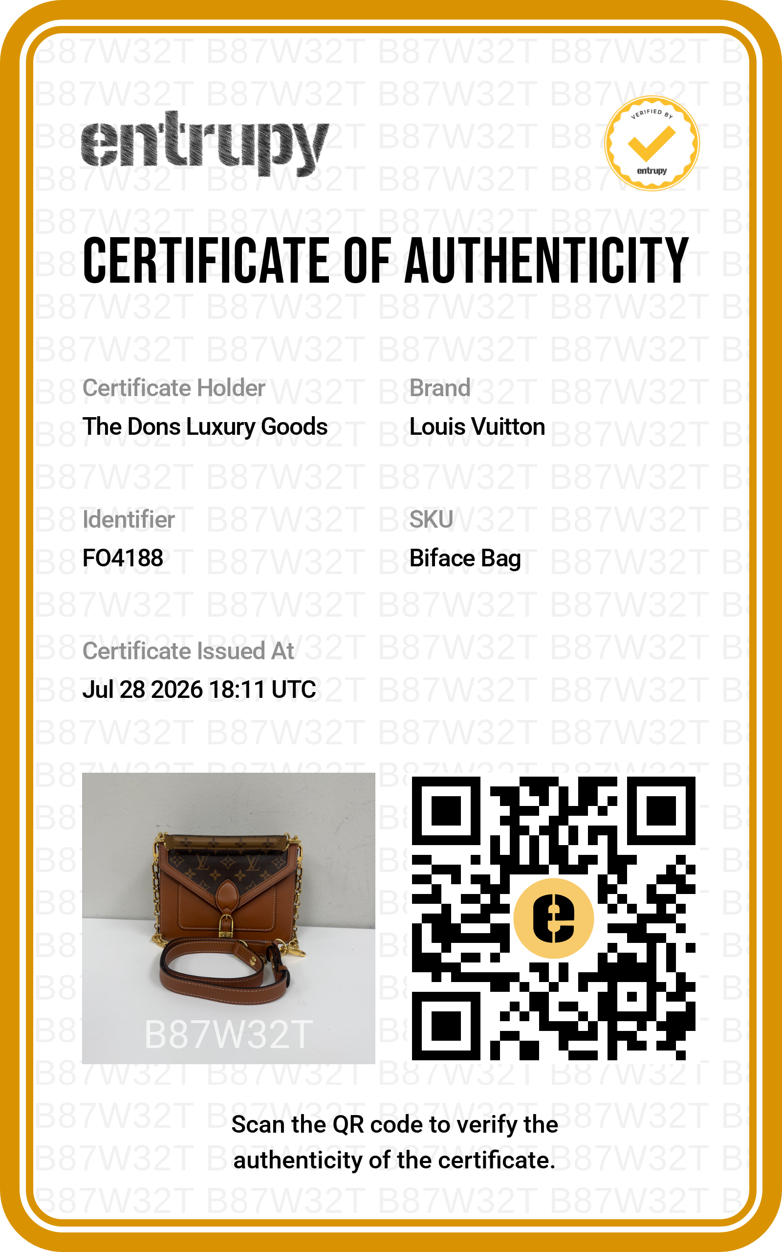 Entrupy certificate