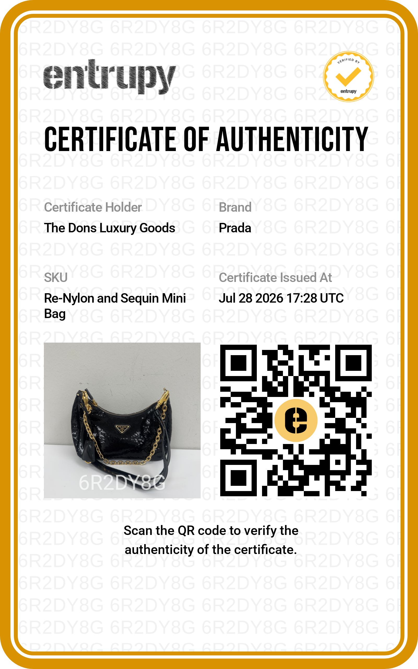 Entrupy certificate