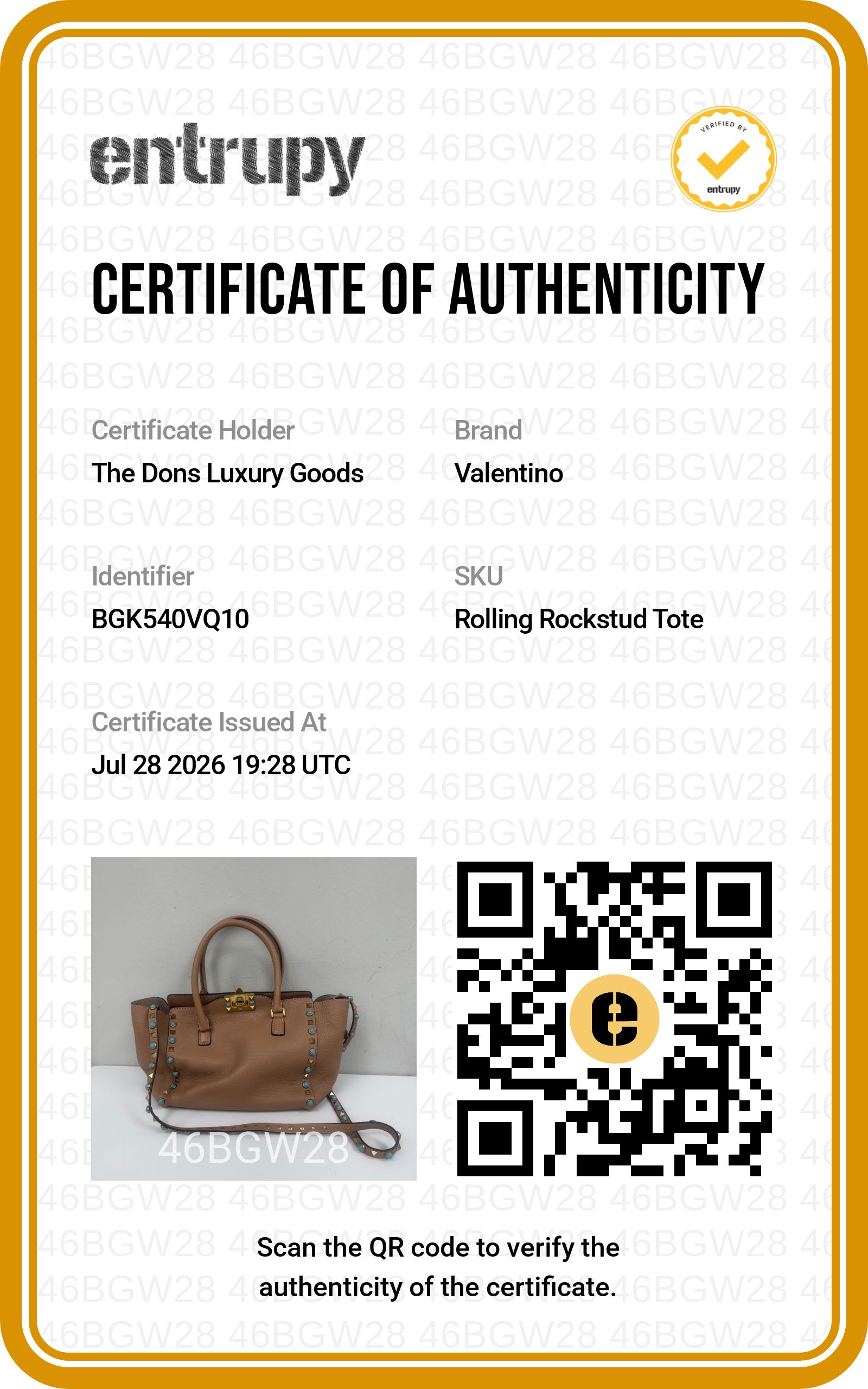 Entrupy certificate