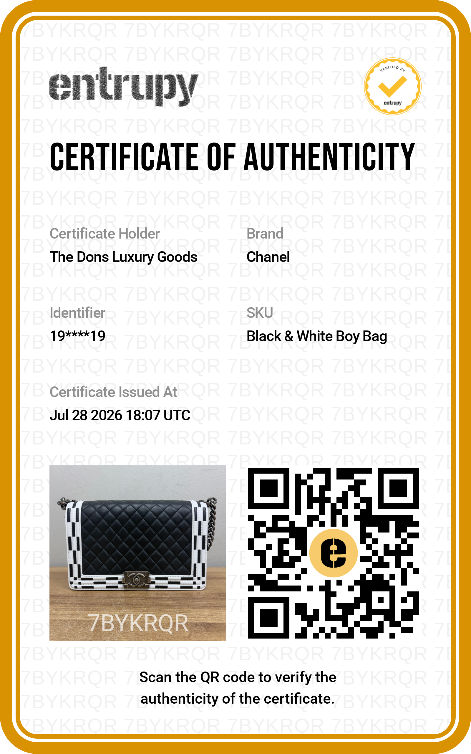 Entrupy certificate