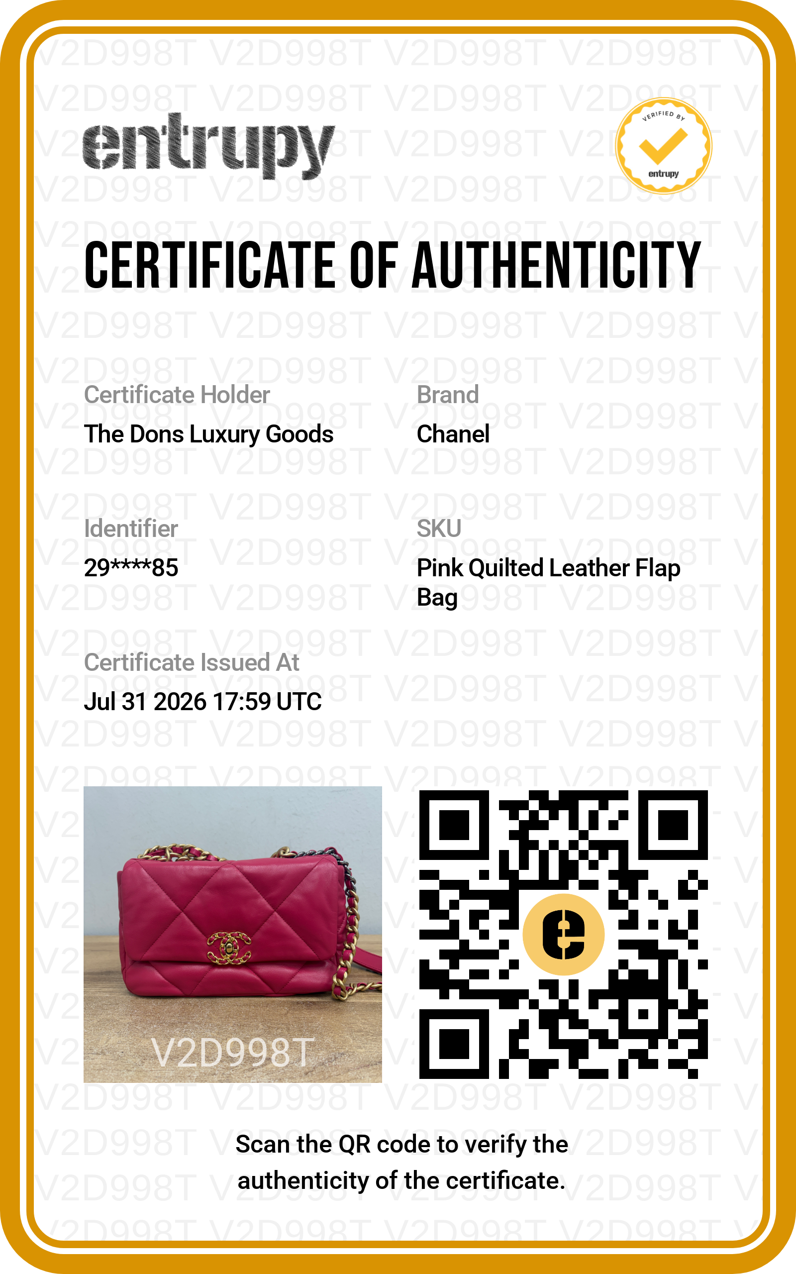 Entrupy certificate
