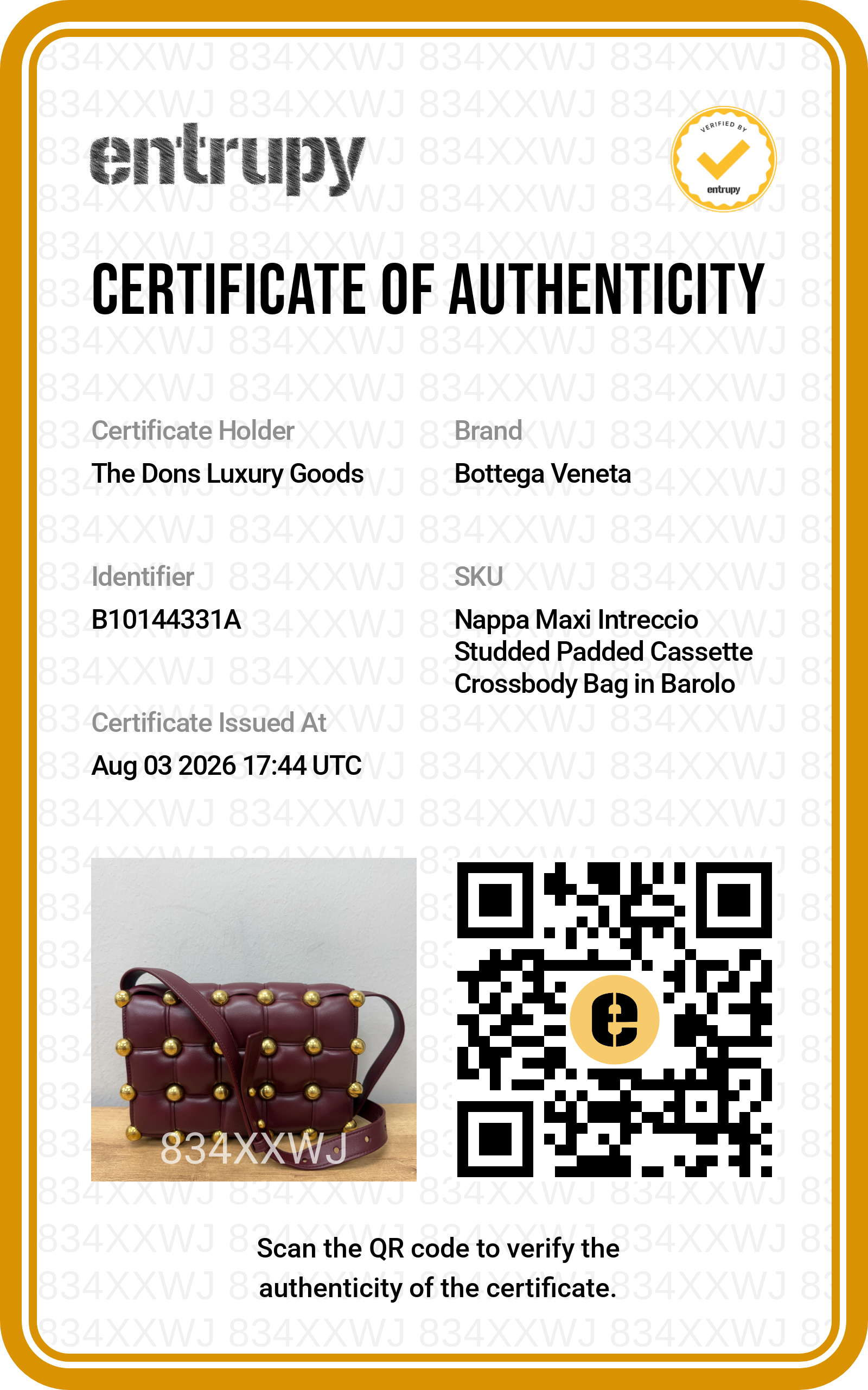 Entrupy certificate