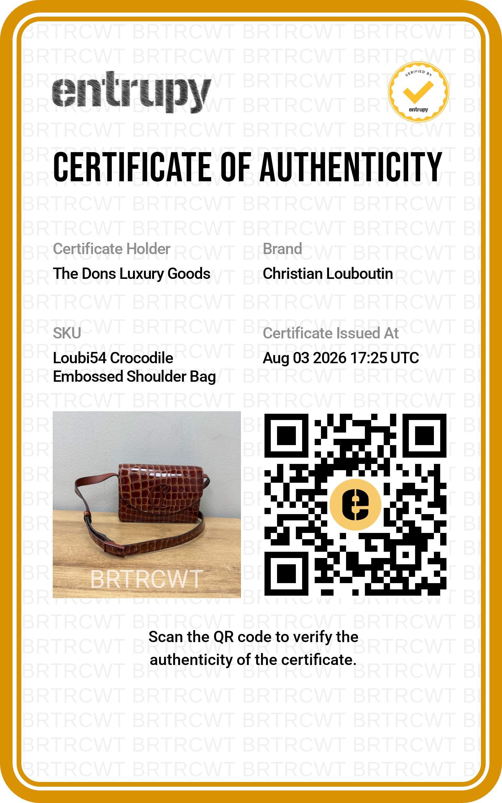 Entrupy certificate