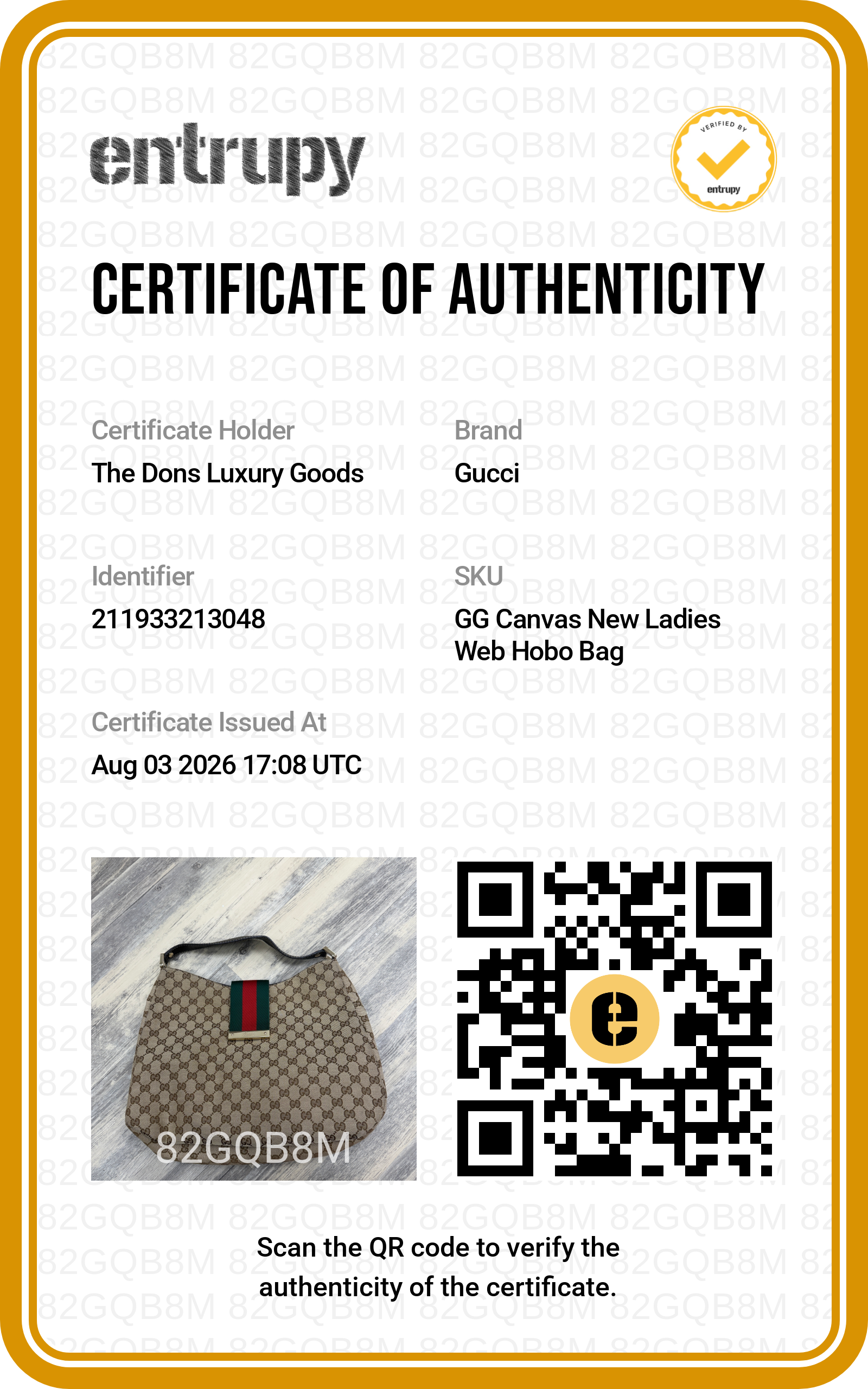 Entrupy certificate