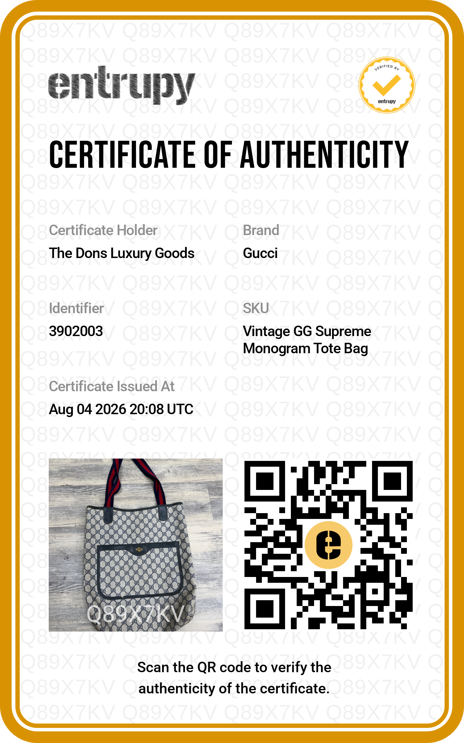 Entrupy certificate