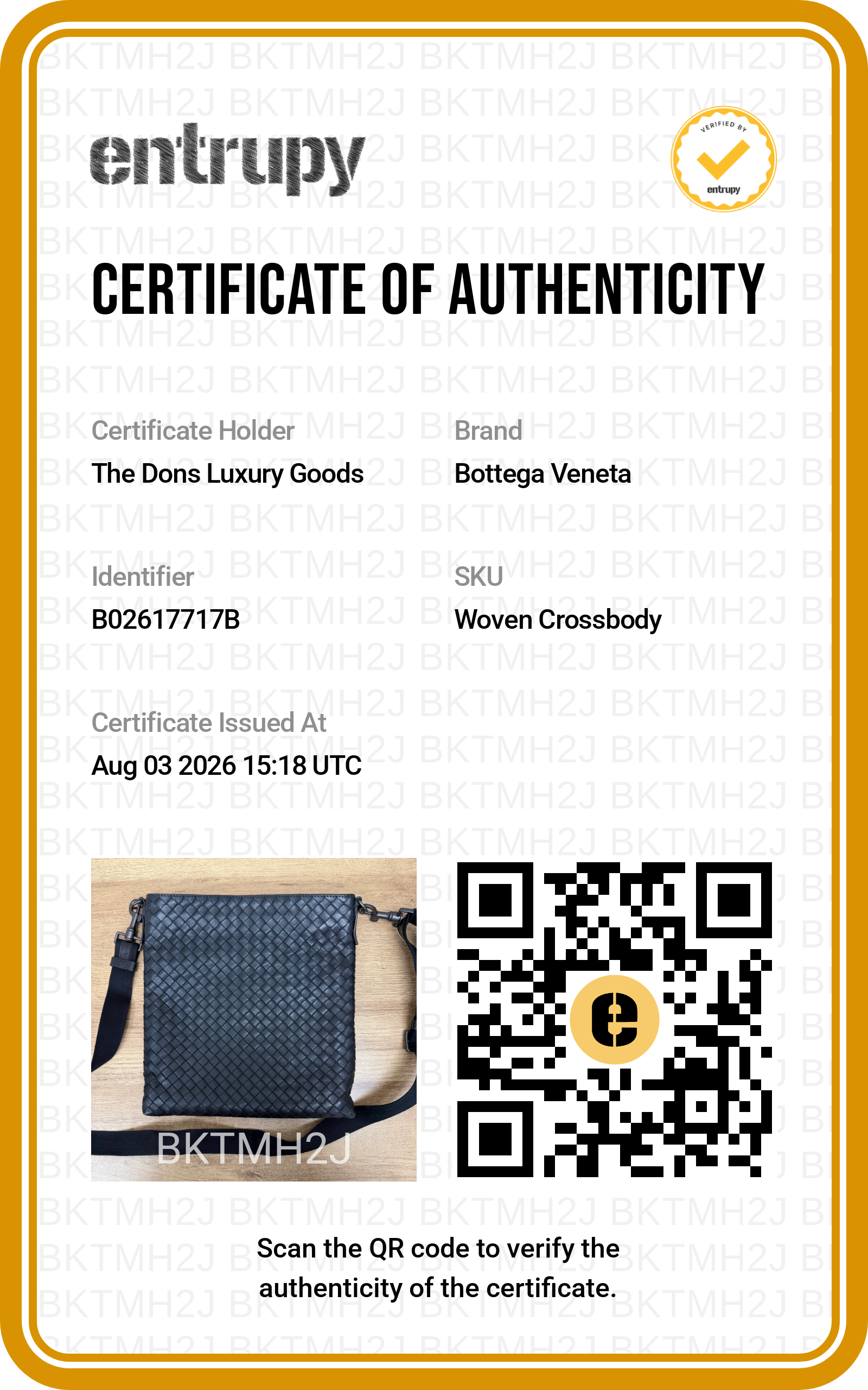 Entrupy certificate
