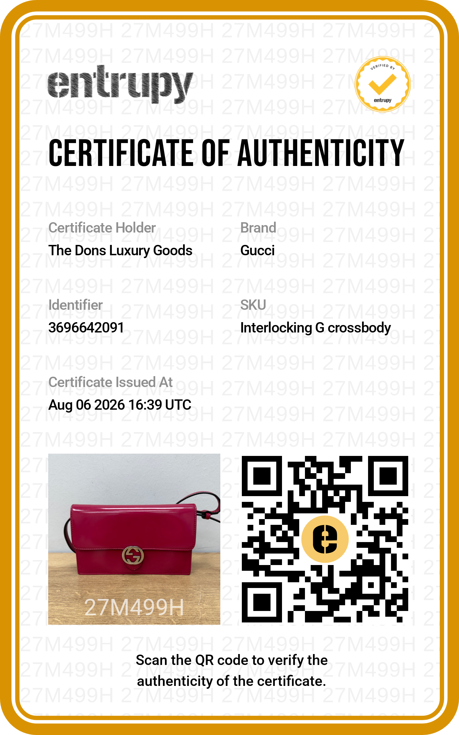 Entrupy certificate
