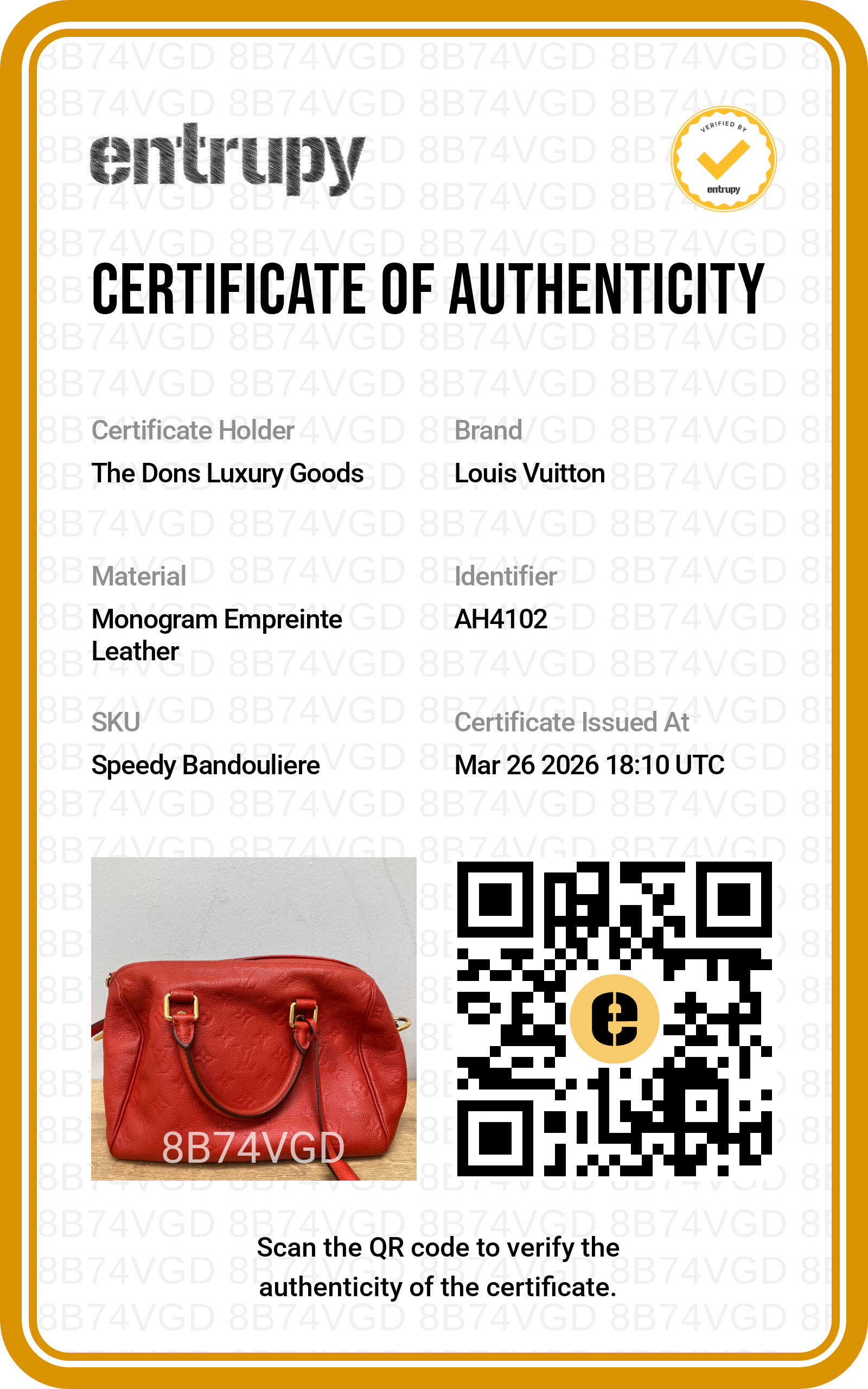 Entrupy certificate