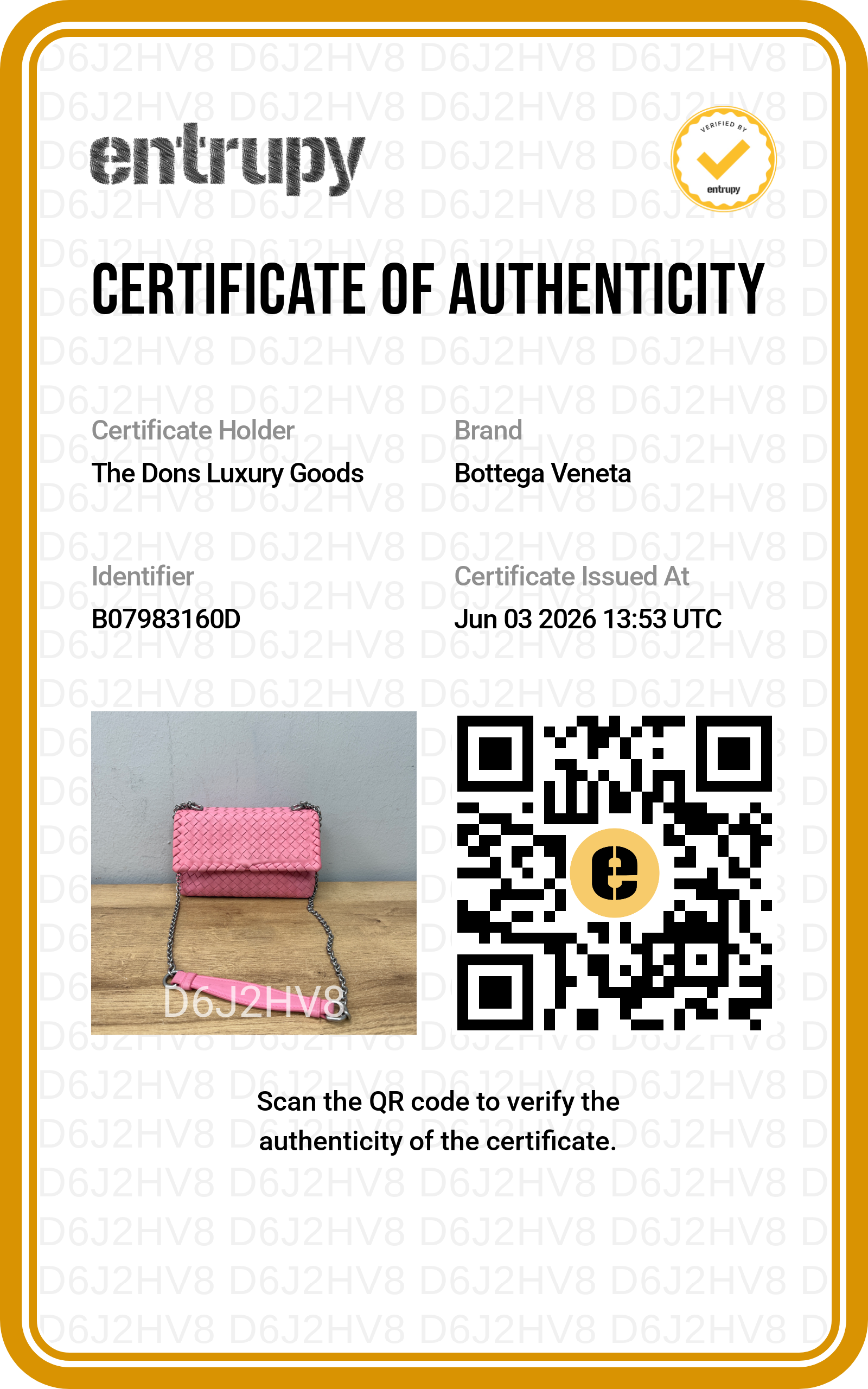 Entrupy certificate