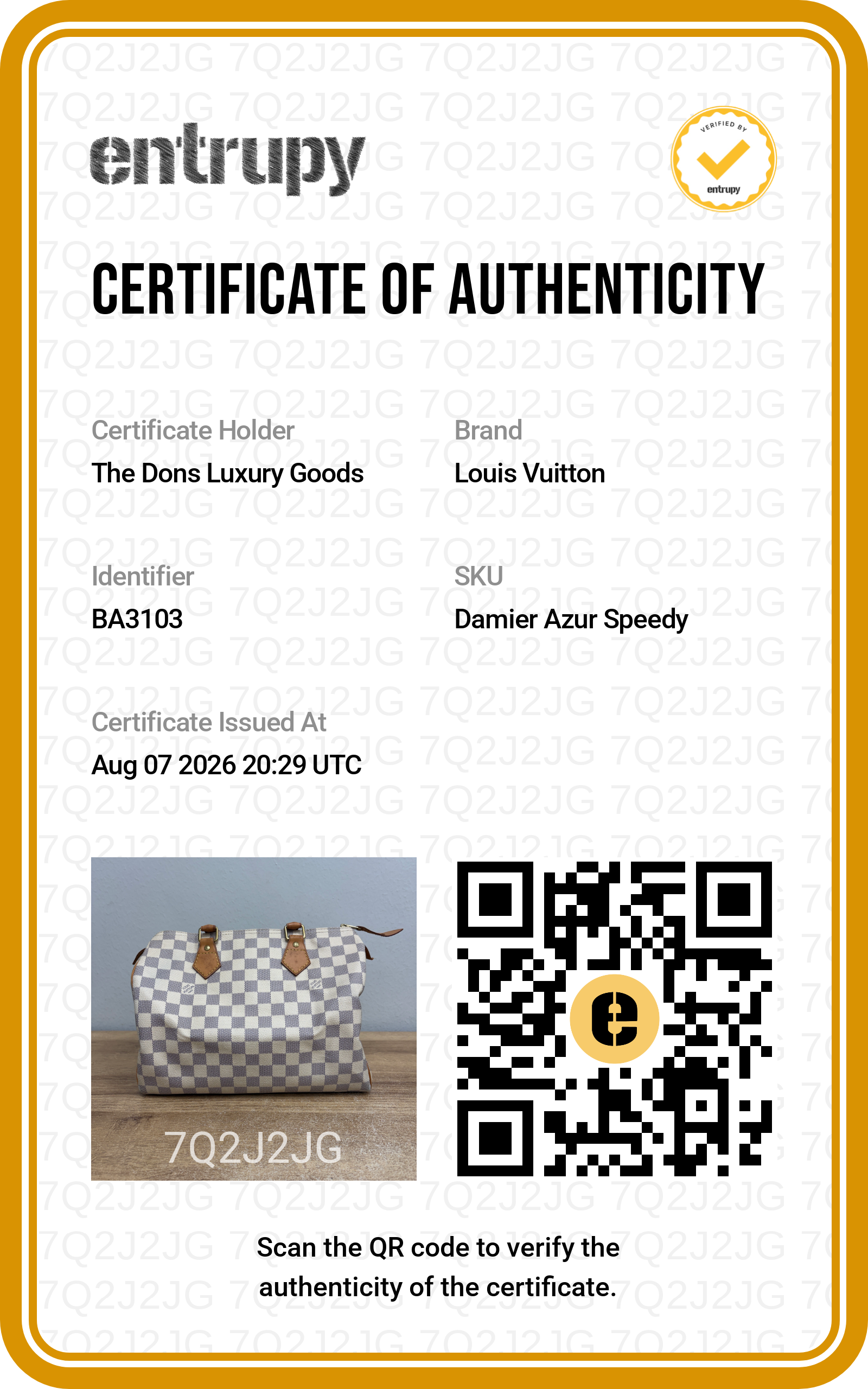 Entrupy certificate