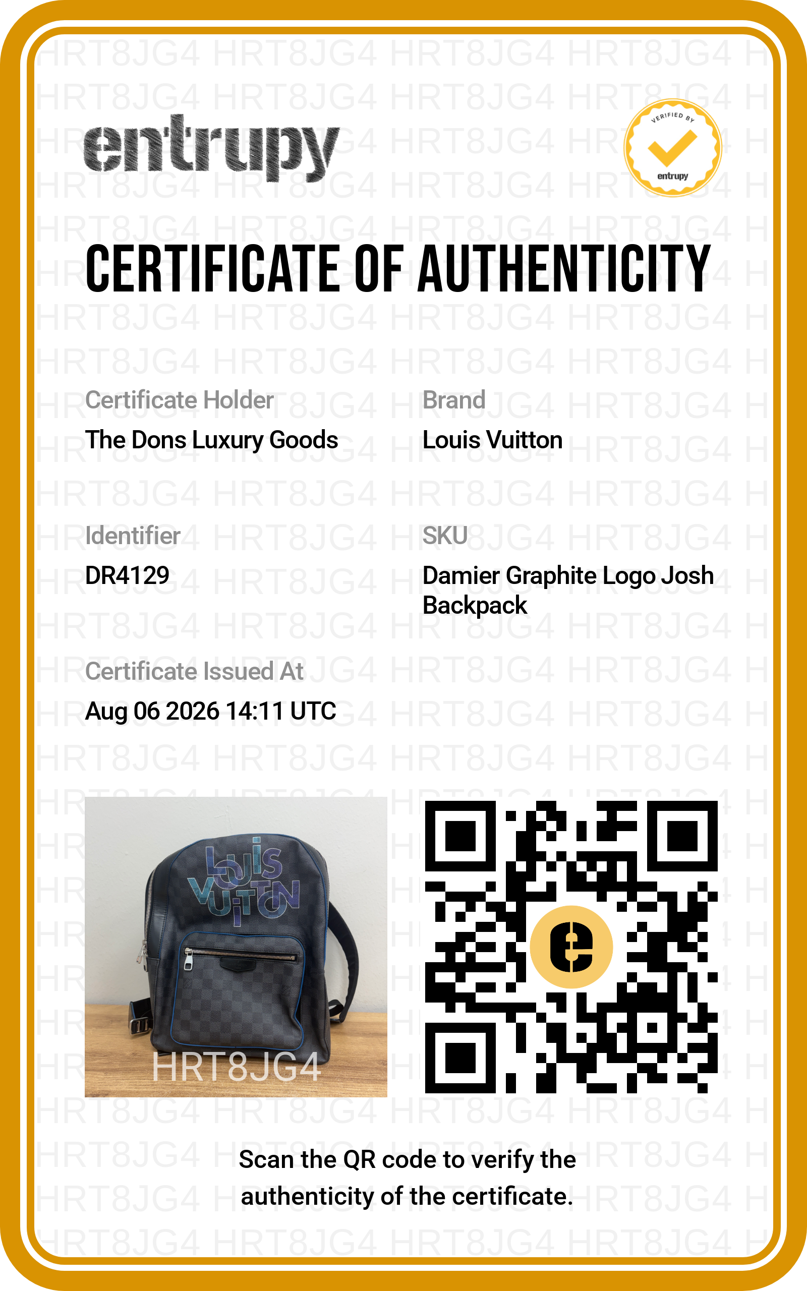 Entrupy certificate