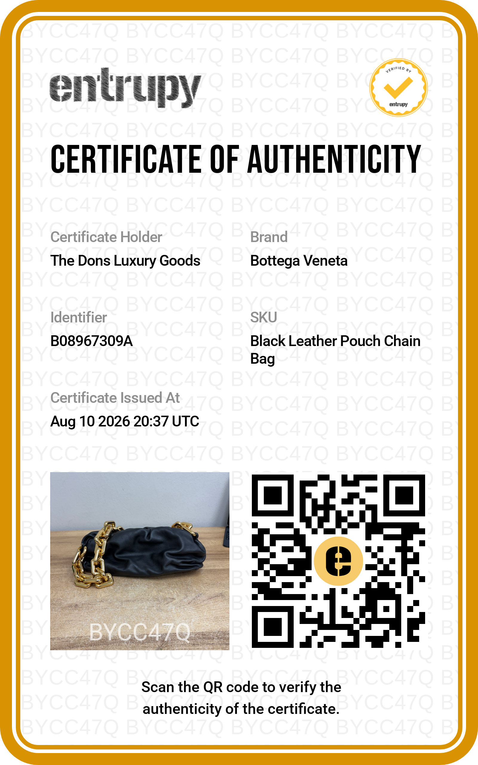 Entrupy certificate