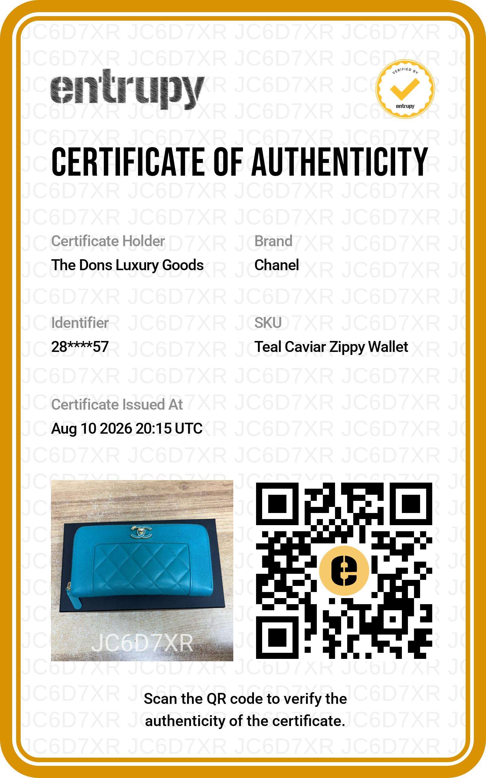 Entrupy certificate