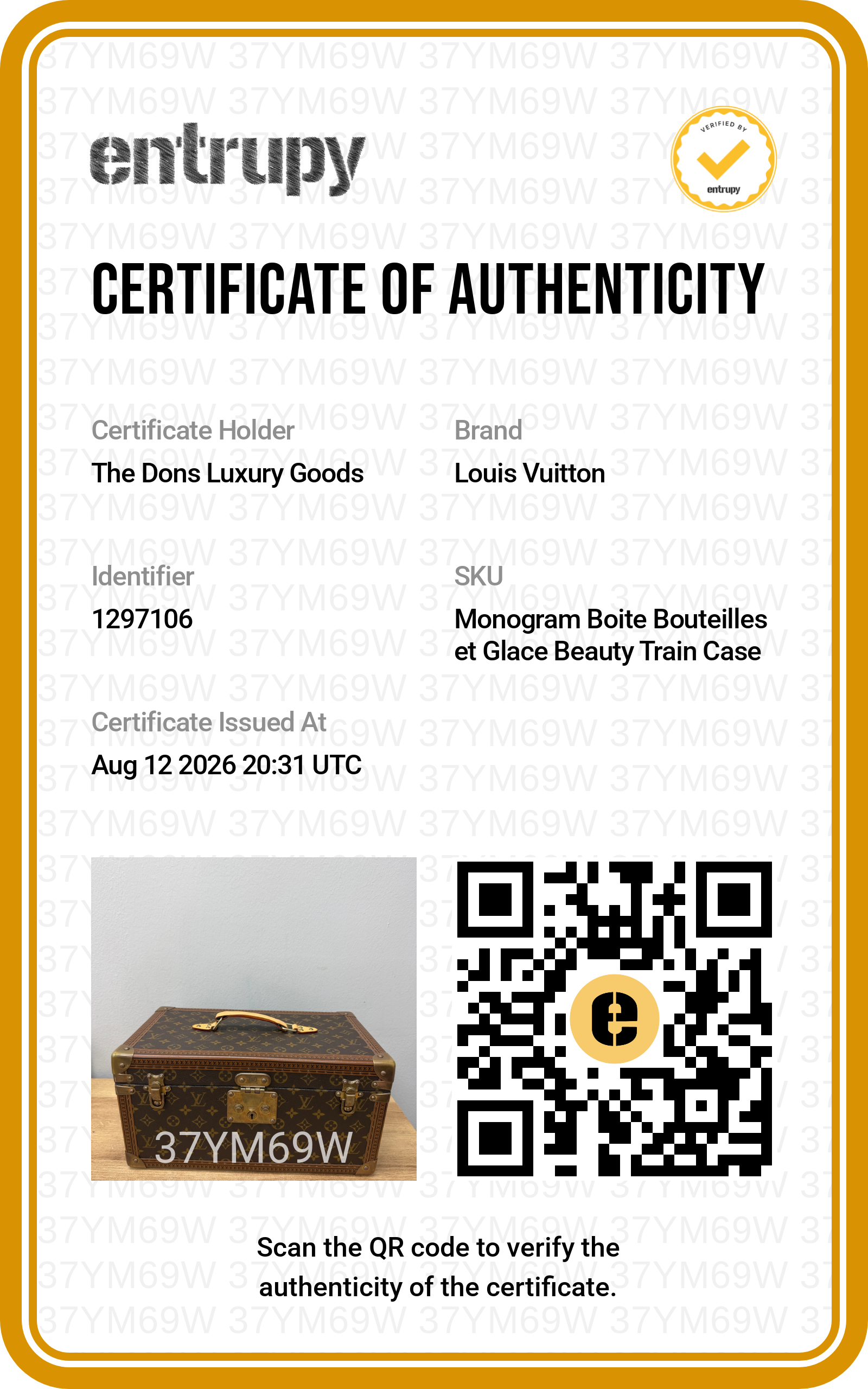 Entrupy certificate