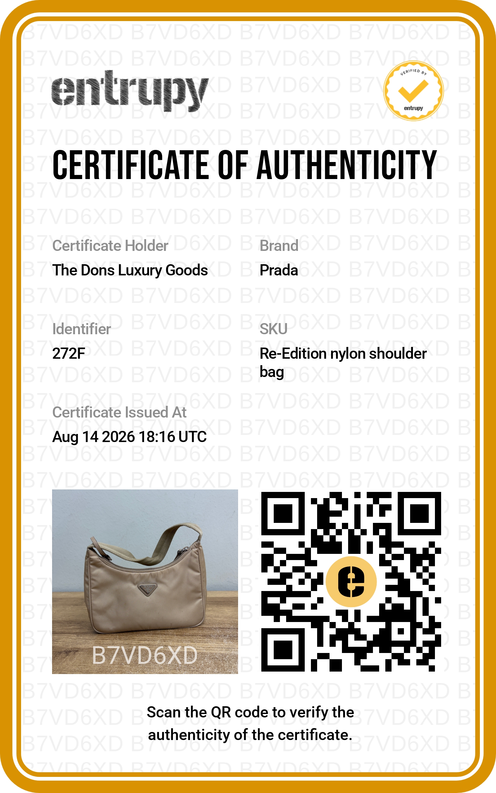 Entrupy certificate