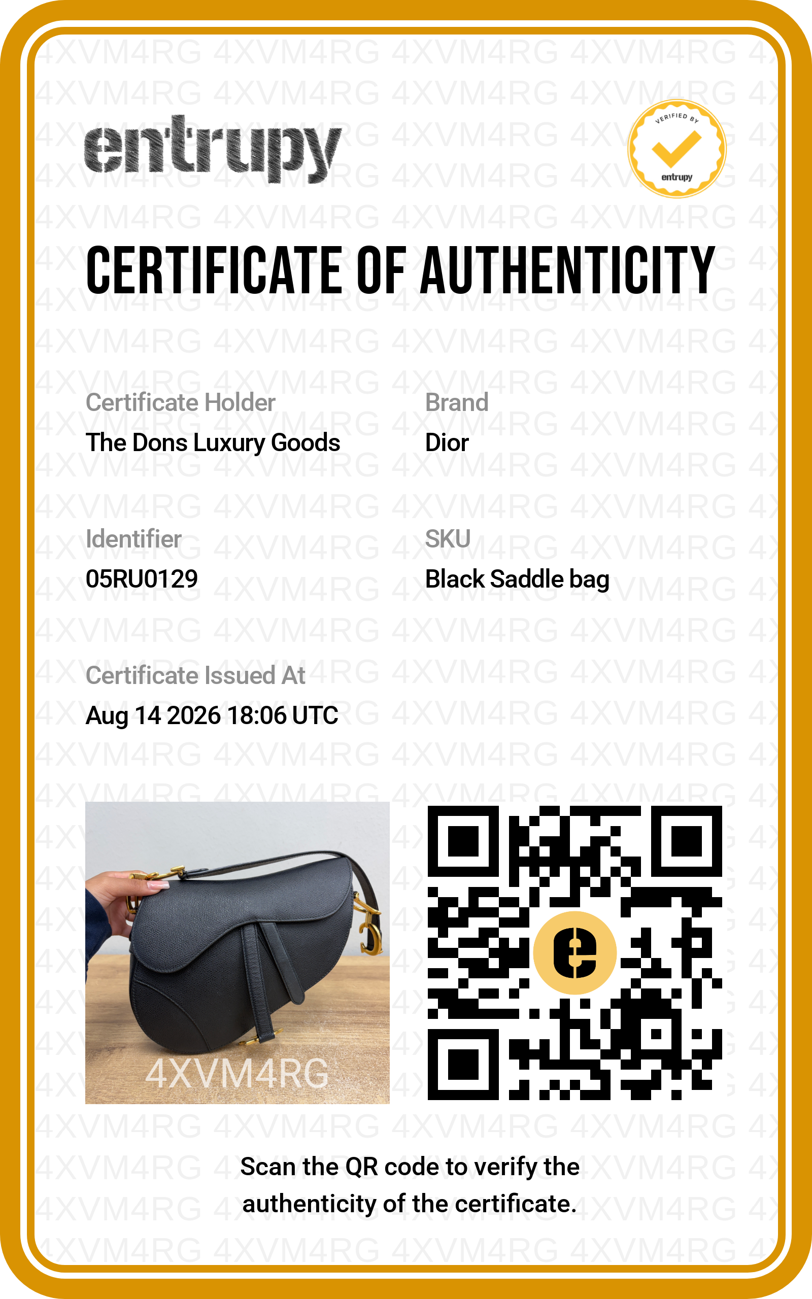 Entrupy certificate
