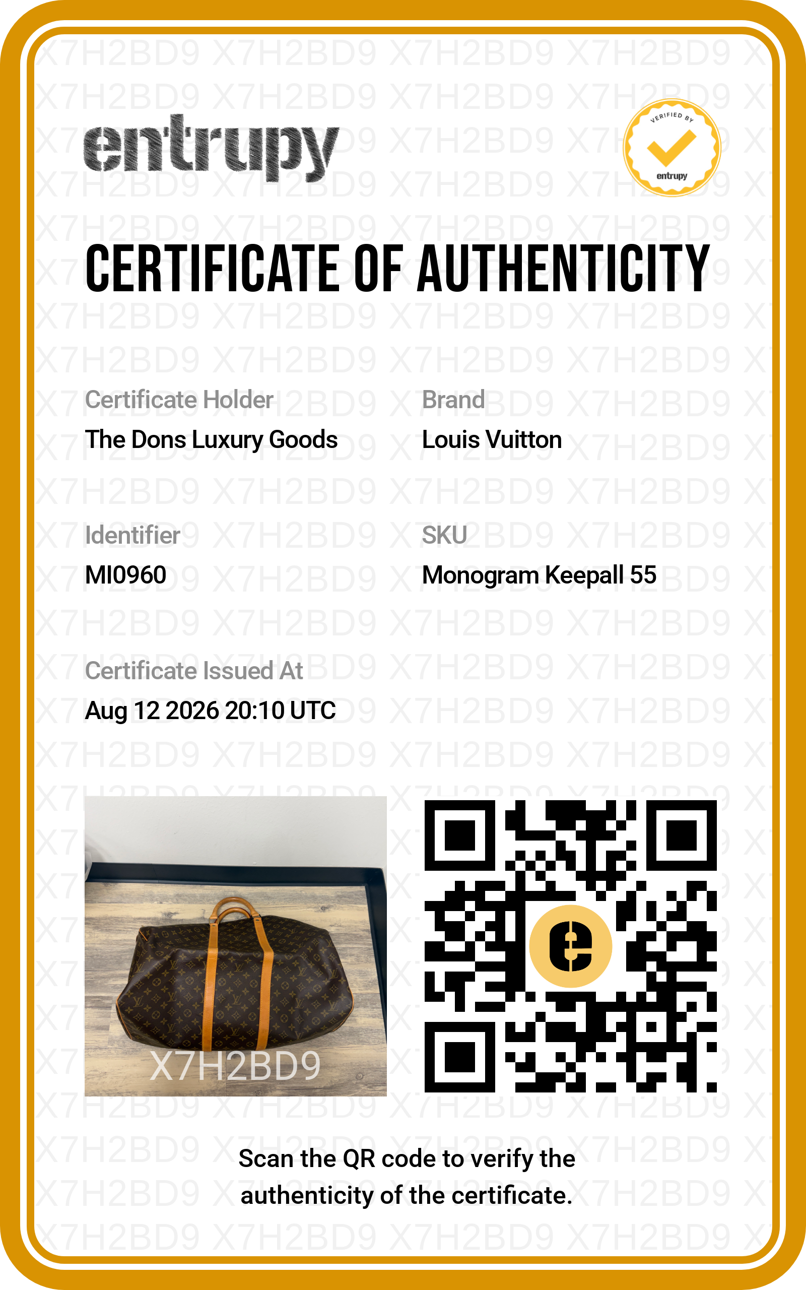 Entrupy certificate