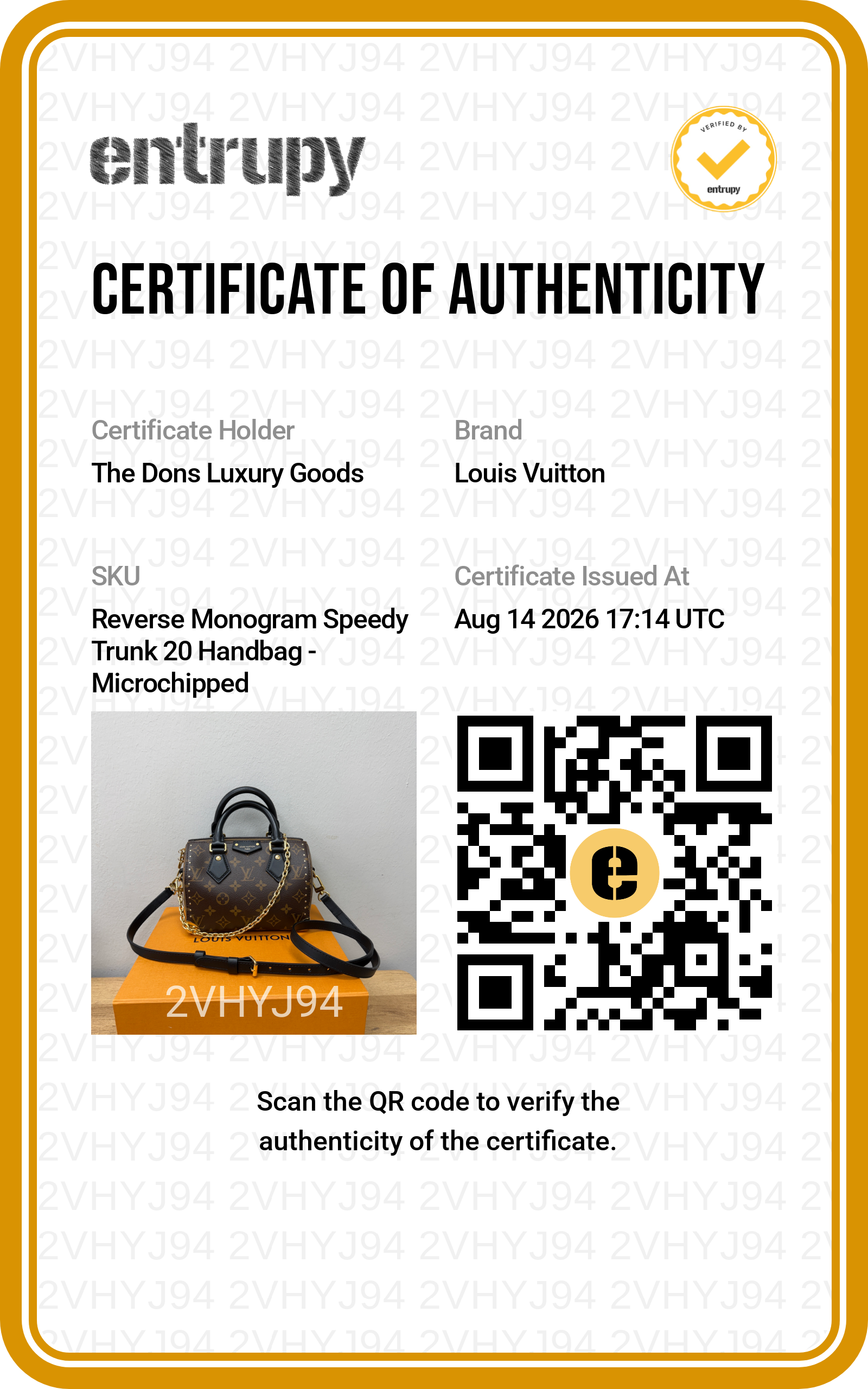 Entrupy certificate