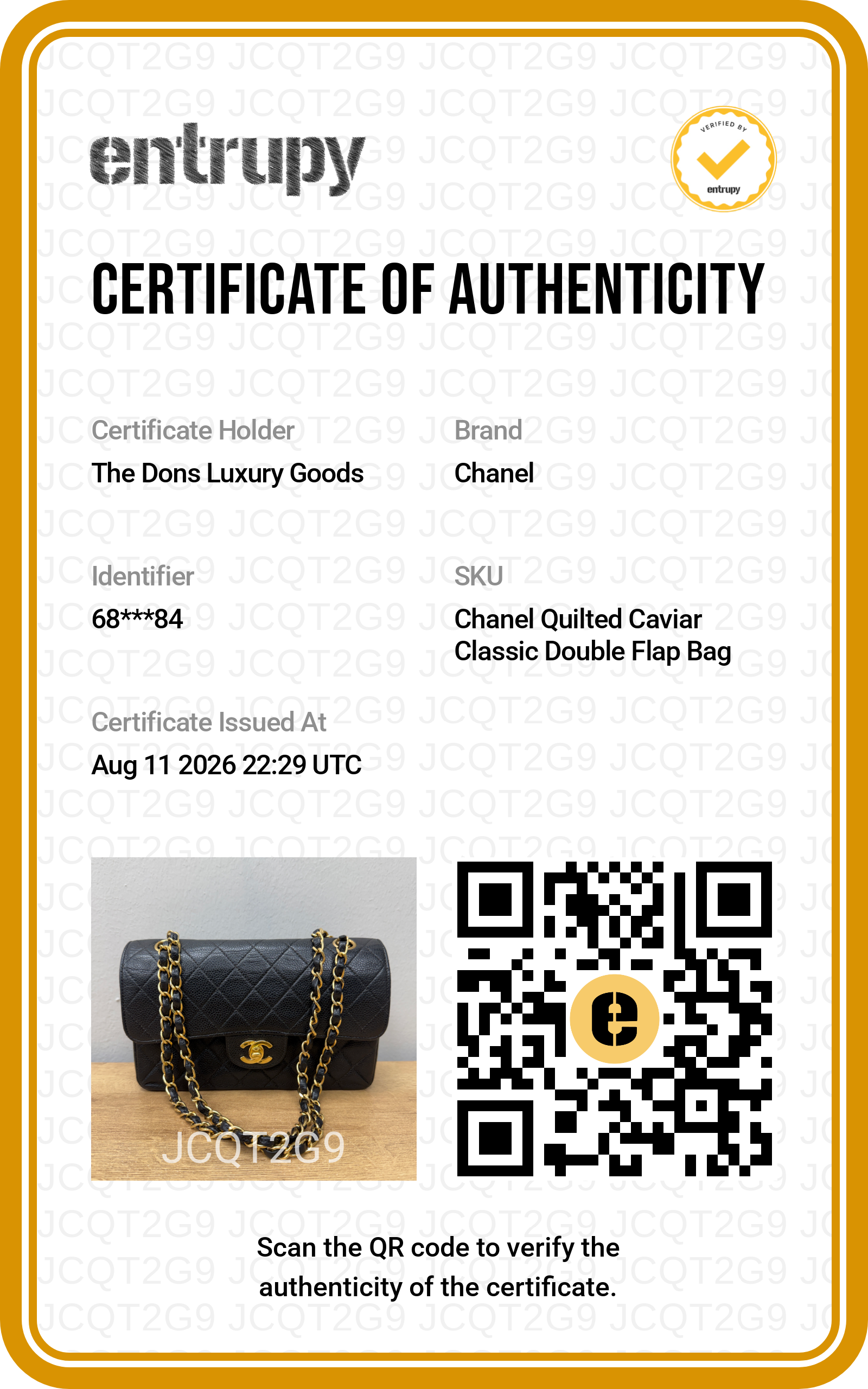 Entrupy certificate