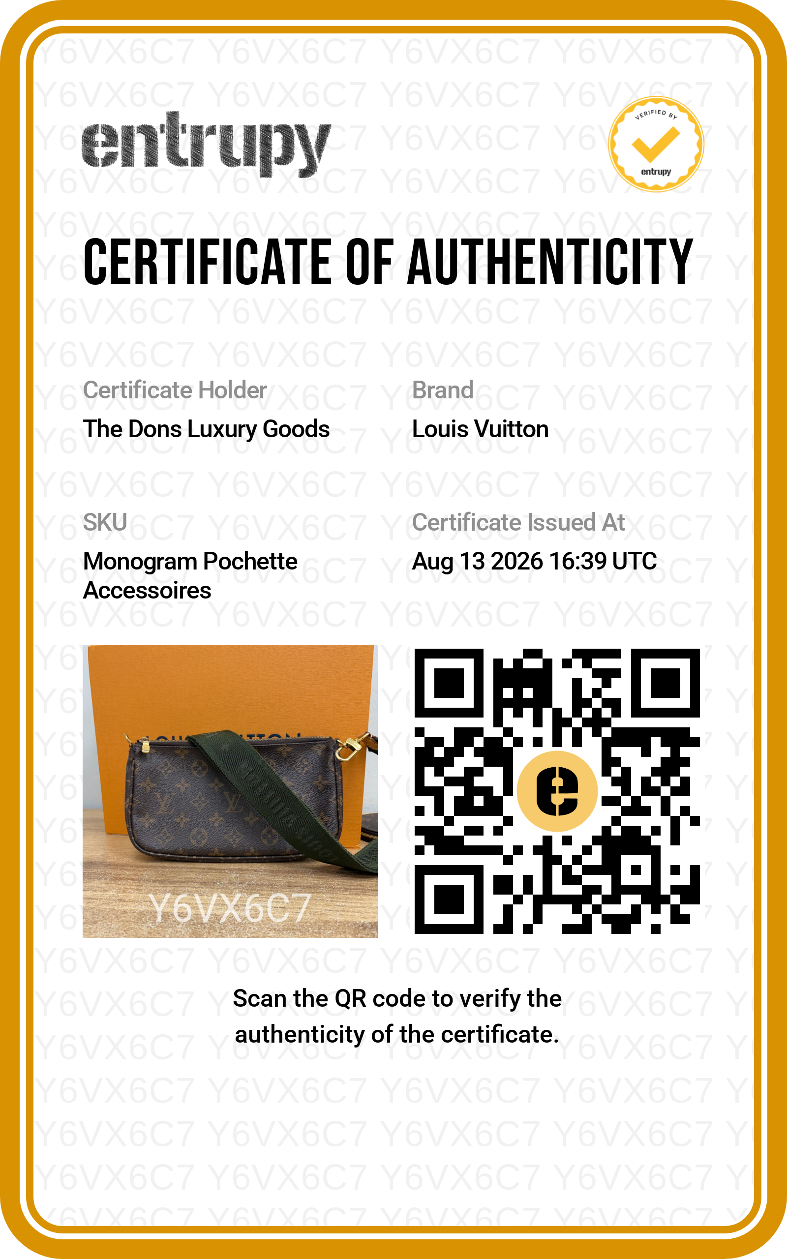 Entrupy certificate