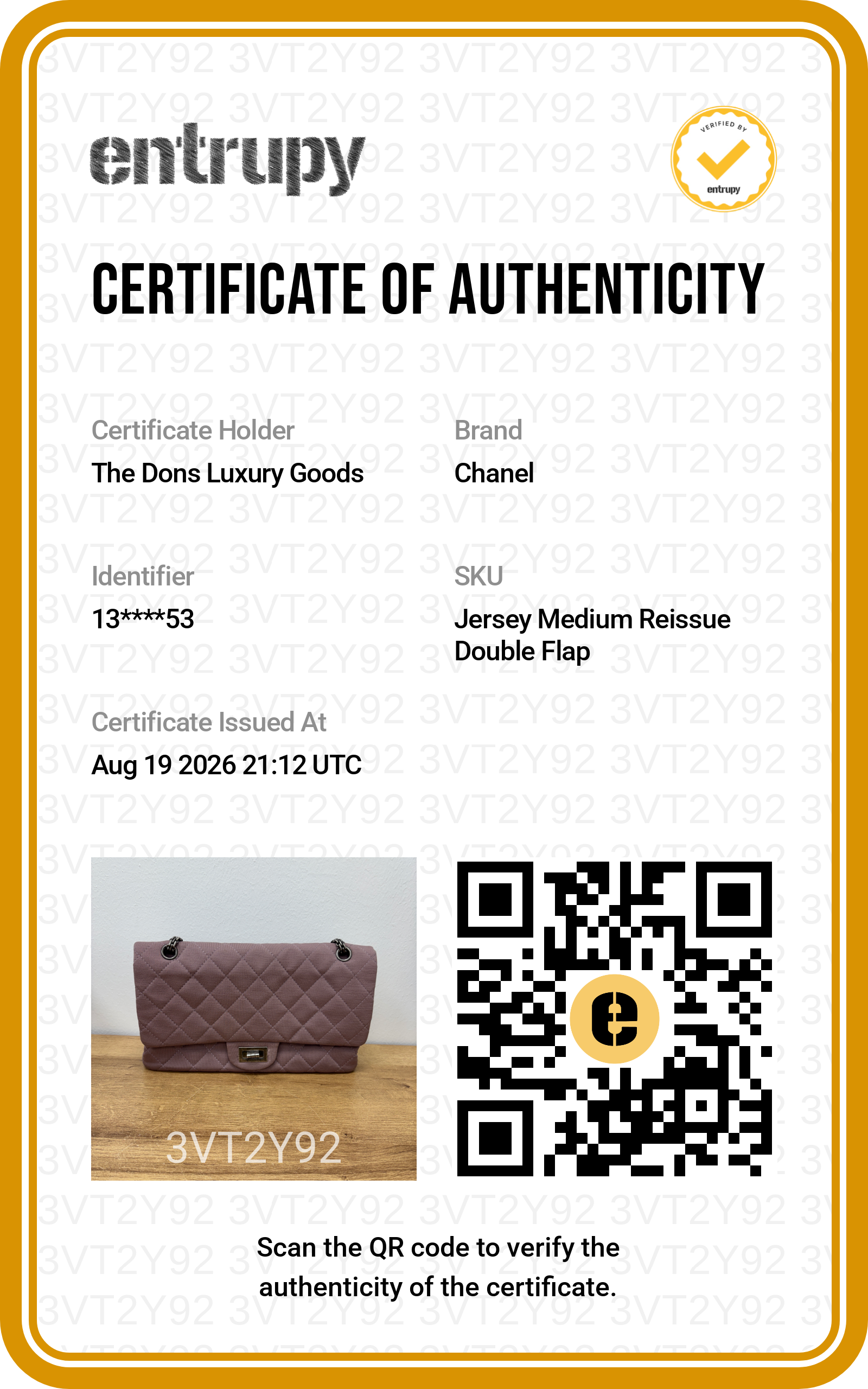 Entrupy certificate