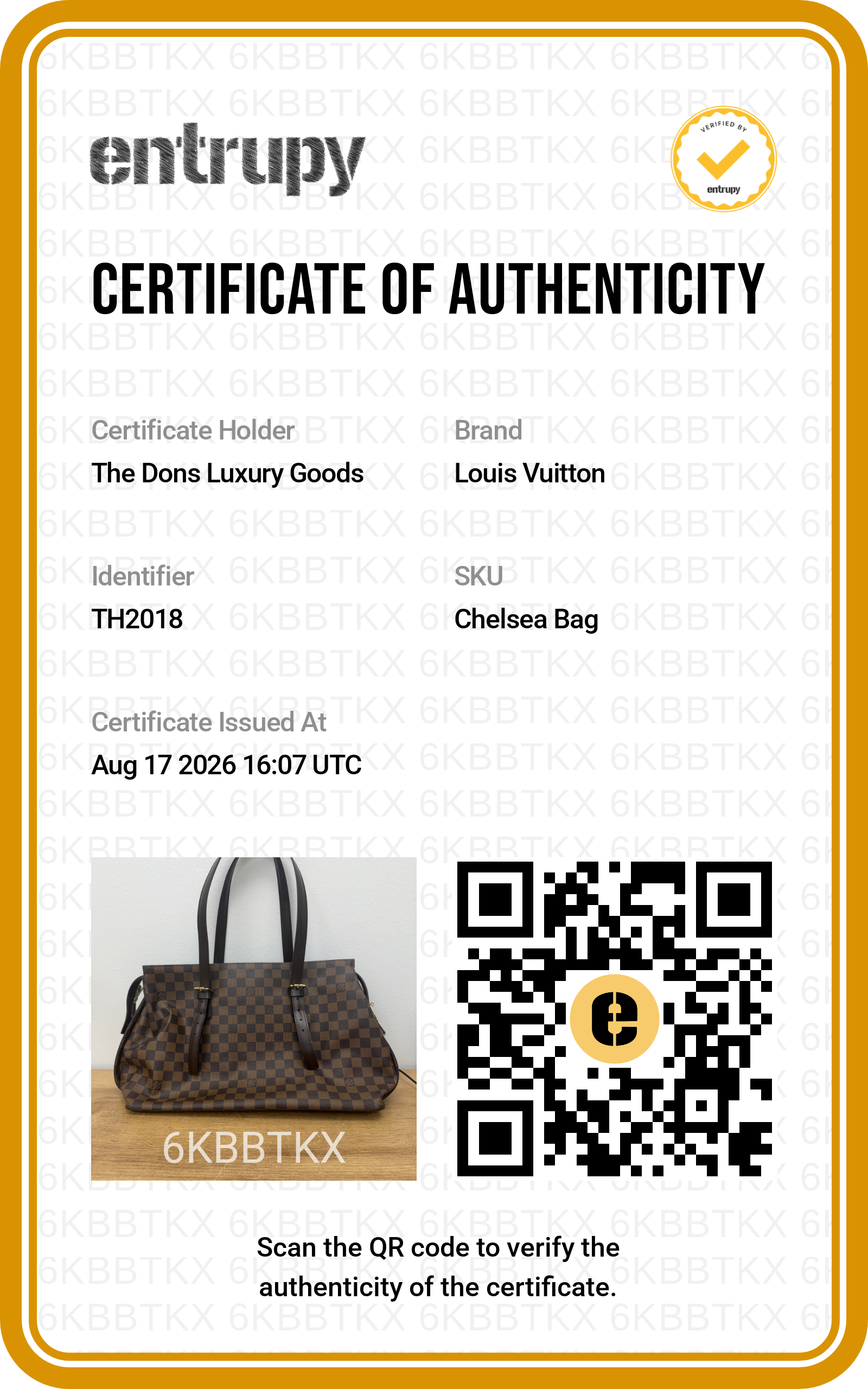 Entrupy certificate