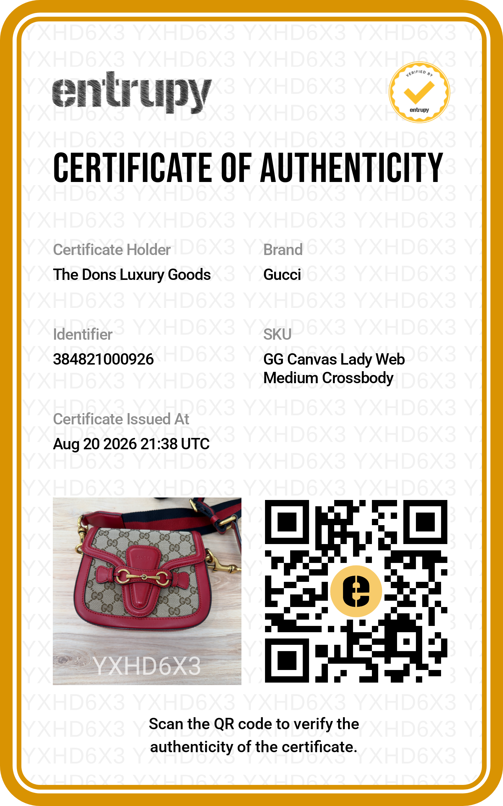 Entrupy certificate