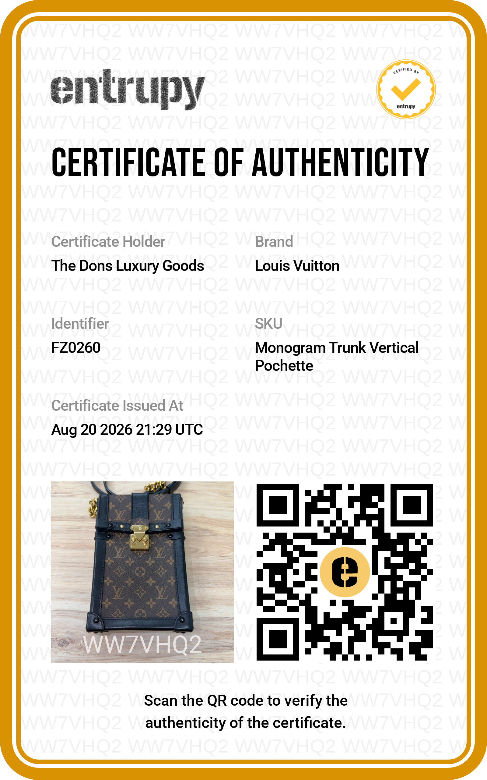 Entrupy certificate